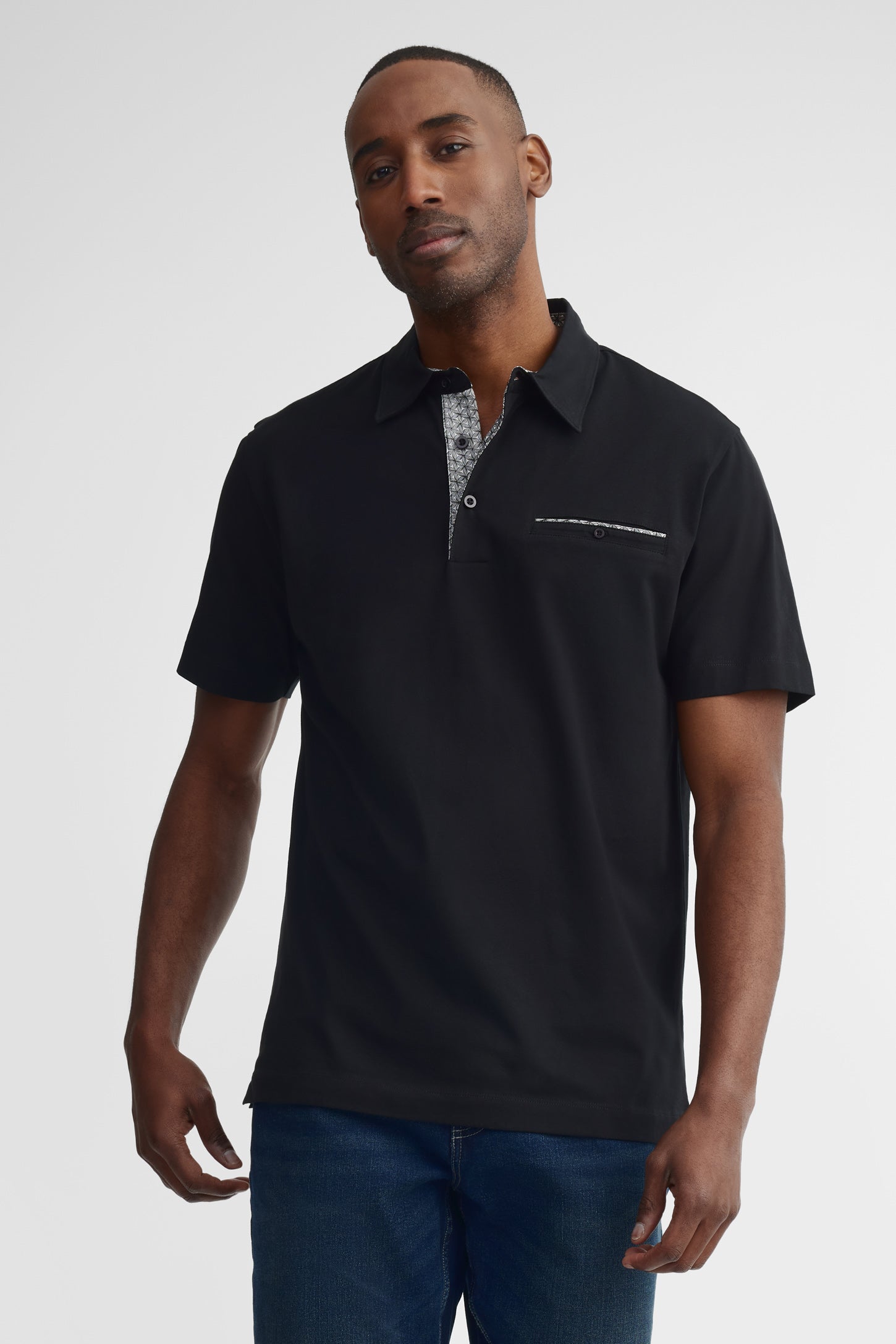 Polo manches courtes semi-ajusté - Homme && NOIR/MULTI
