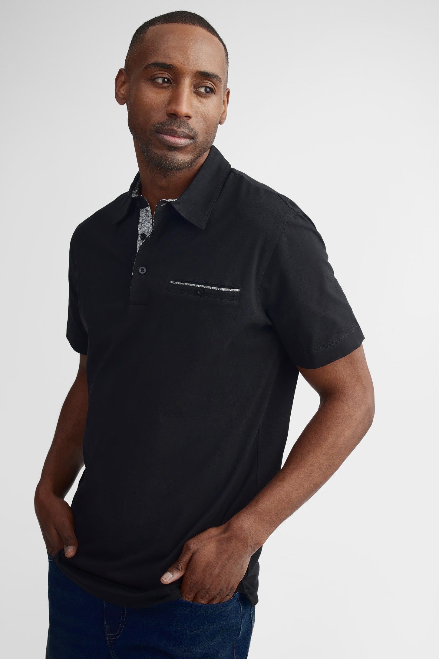 Polo manches courtes semi-ajusté - Homme && NOIR/MULTI