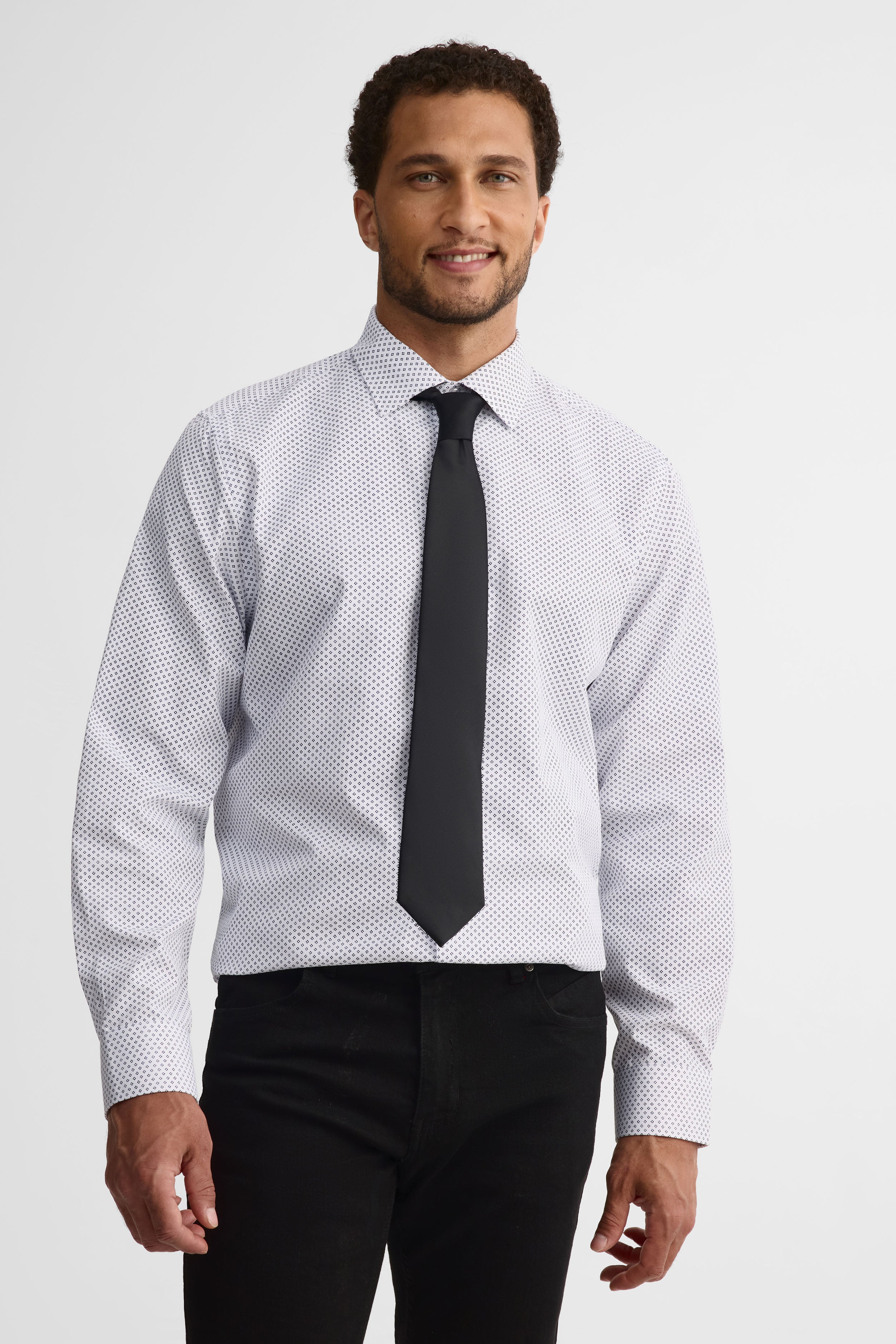 Chemise coupe régulière et cravate - Homme && BLANC