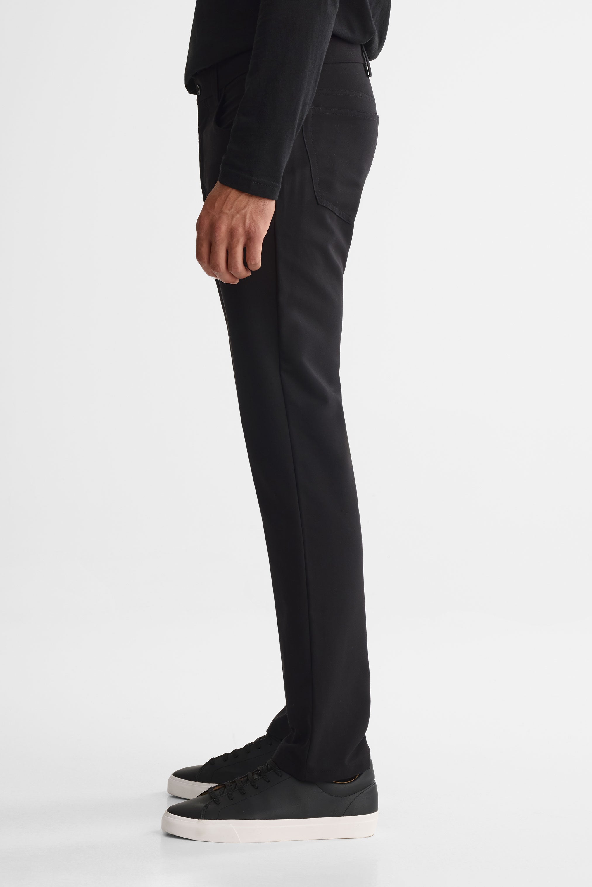 Pantalon 5 poches semi-ajusté en twill extensible - Homme && NOIR