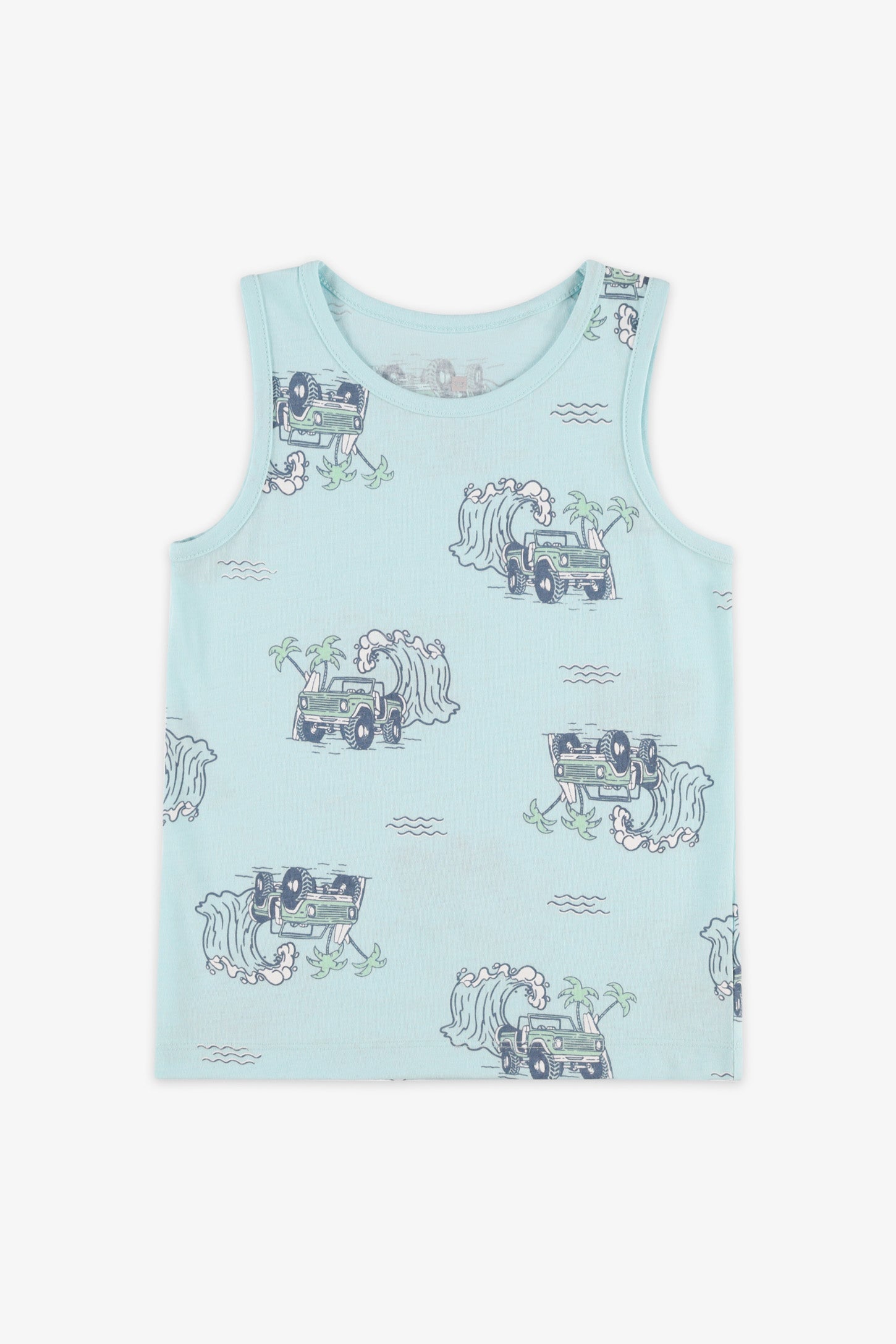 Camisole col rond coton, 2/20$ - Enfant garçon && TURQUOISE