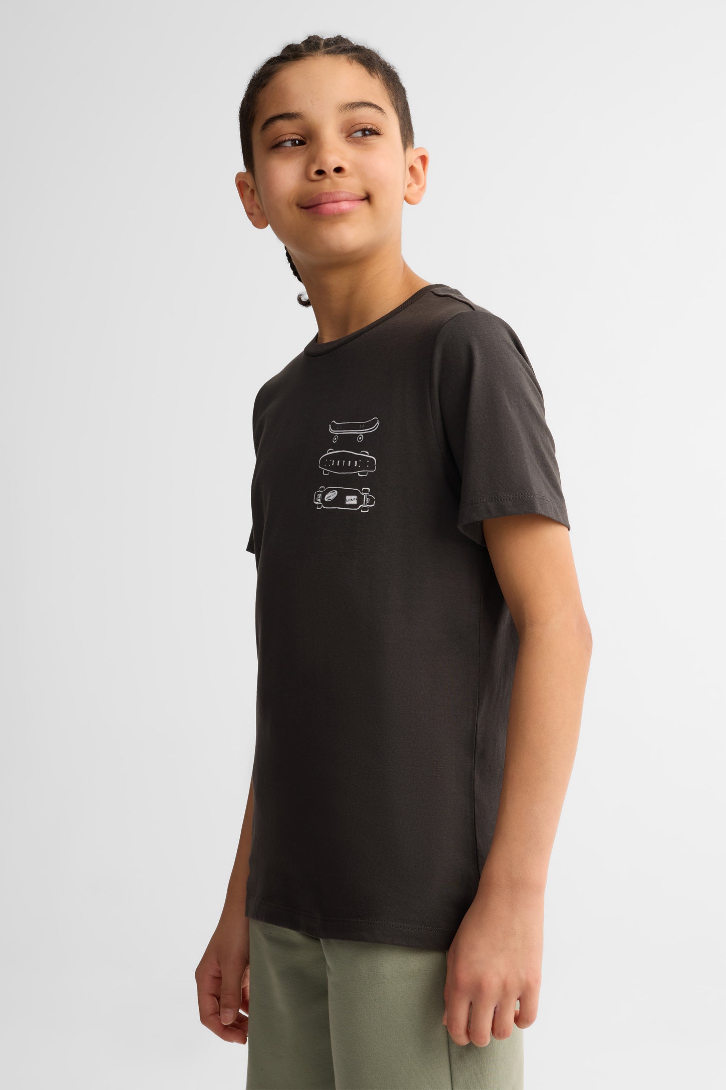 Lot de 2 t-shirts col rond coton - Ado garçon && CHARBON