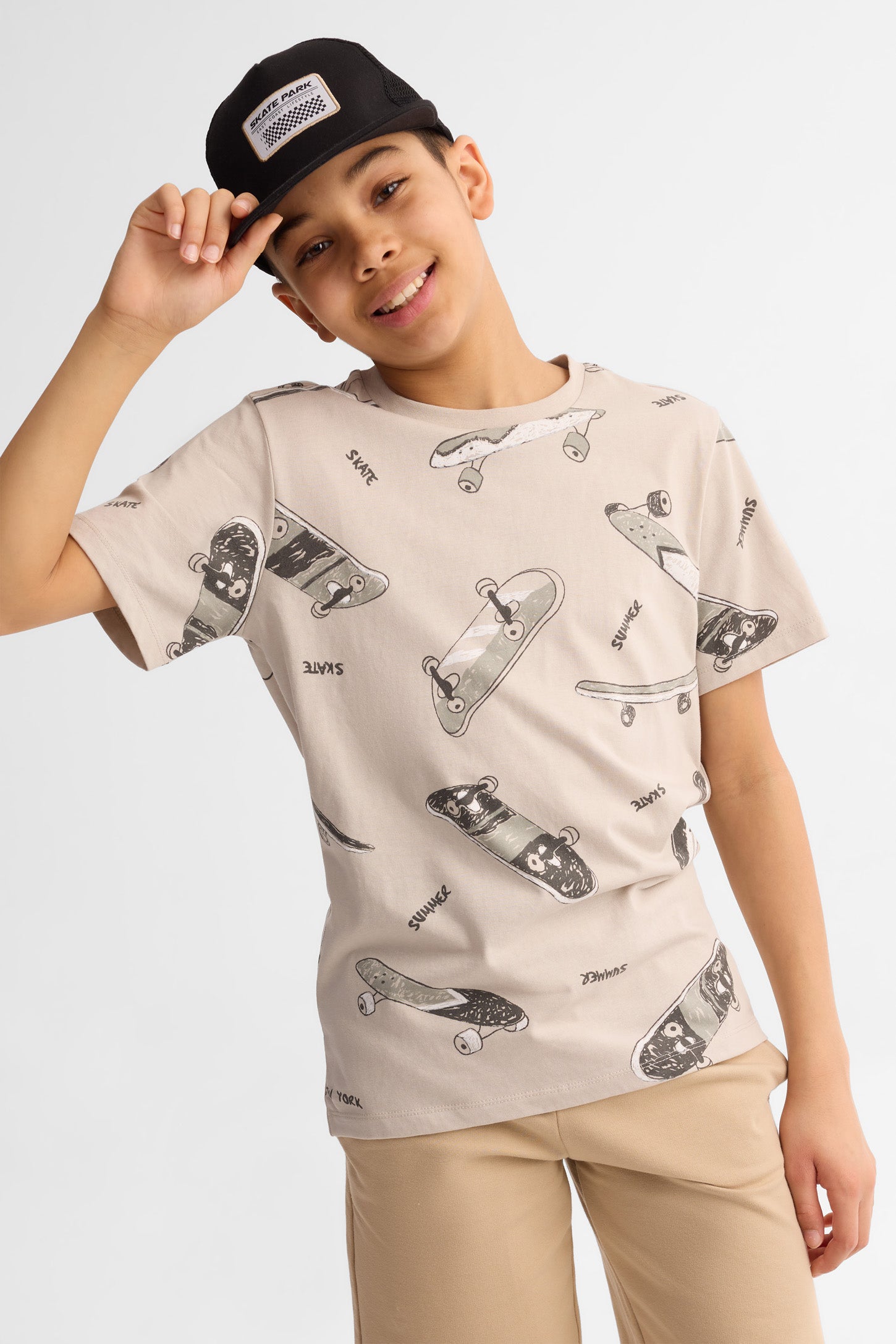 Lot de 2 t-shirts col rond coton - Ado garçon && CHARBON