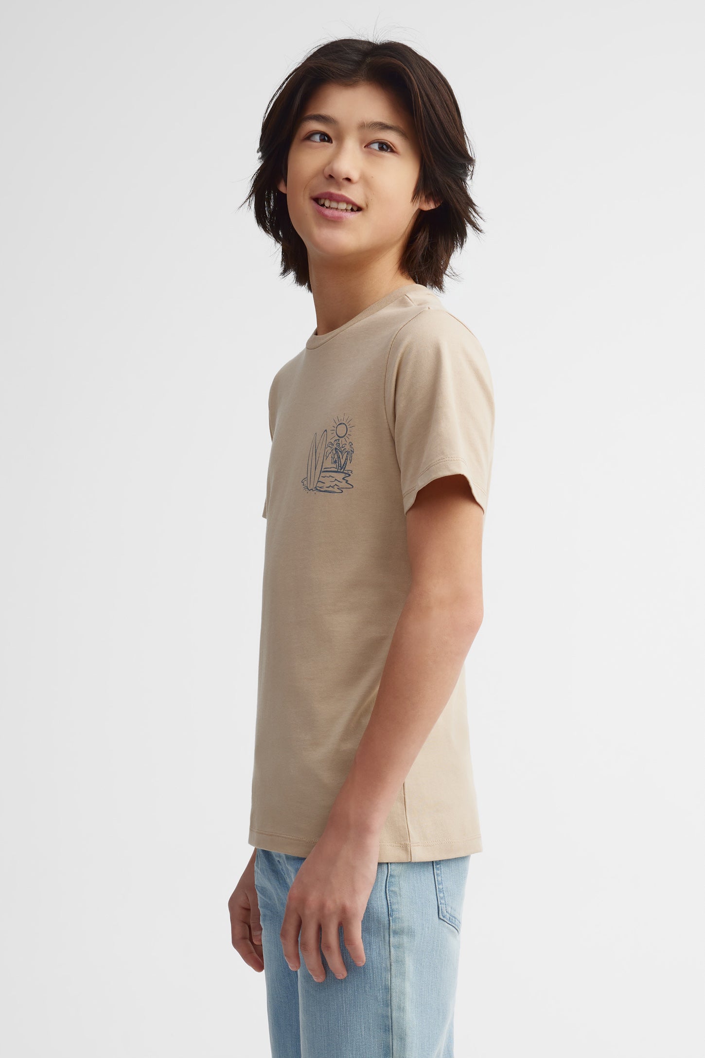 Lot de 2 t-shirts col rond coton - Ado garçon && TAUPE
