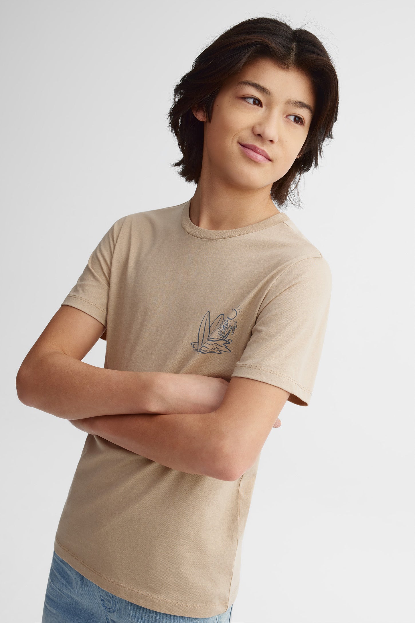 Lot de 2 t-shirts col rond coton - Ado garçon && TAUPE