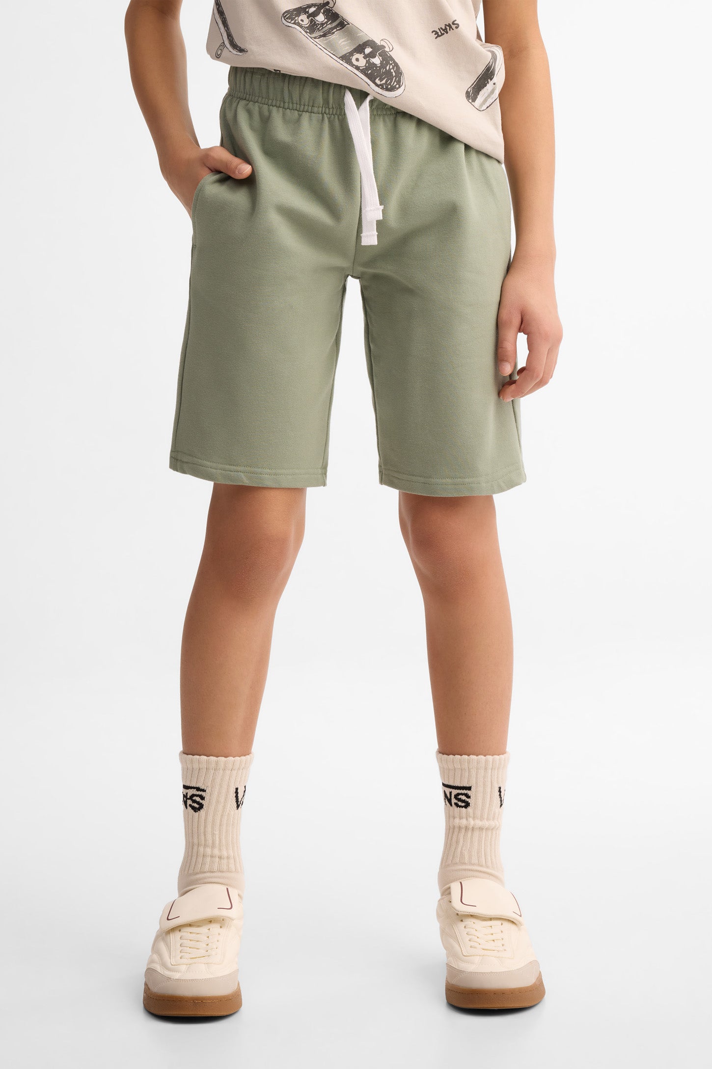 Lot de 2 shorts coton ouaté - Ado garçon && OLIVE