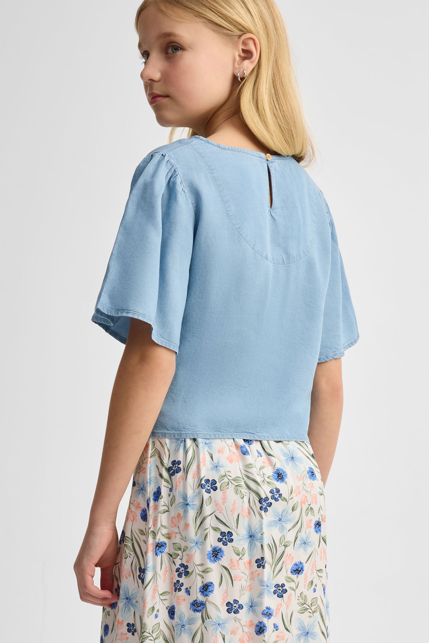 Chemisier manches courtes lyocell - Ado fille && BLEU PALE