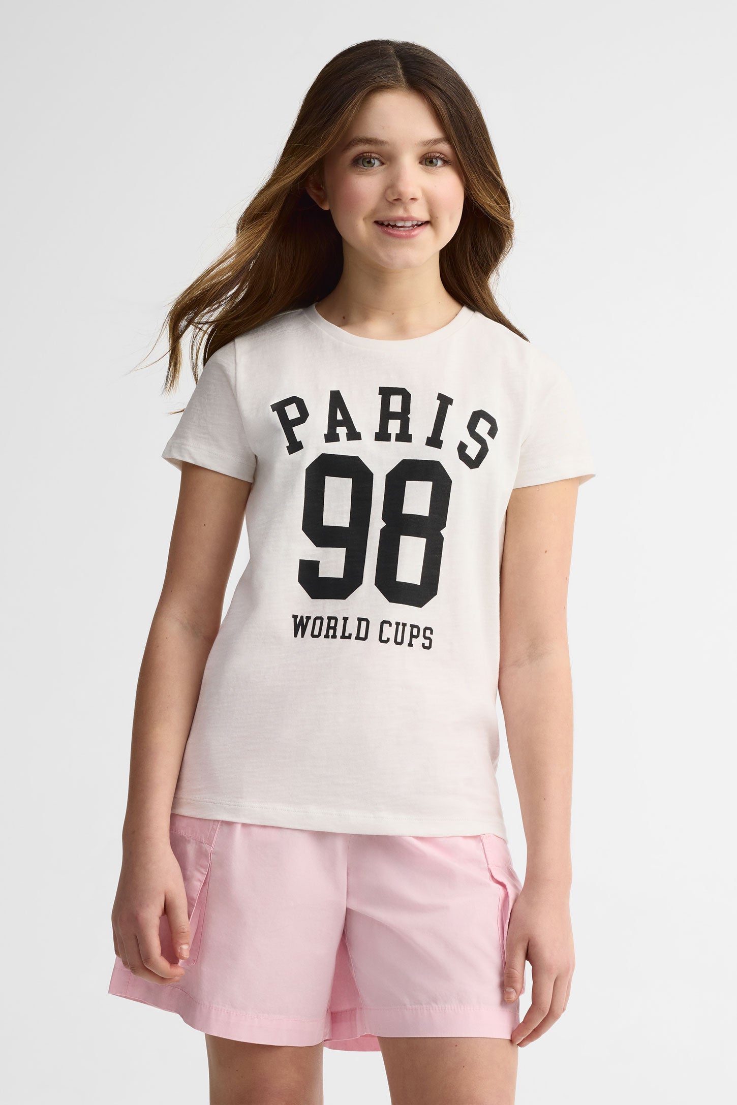 T-shirt col rond coton, 2/25$ - Ado fille && BLANC