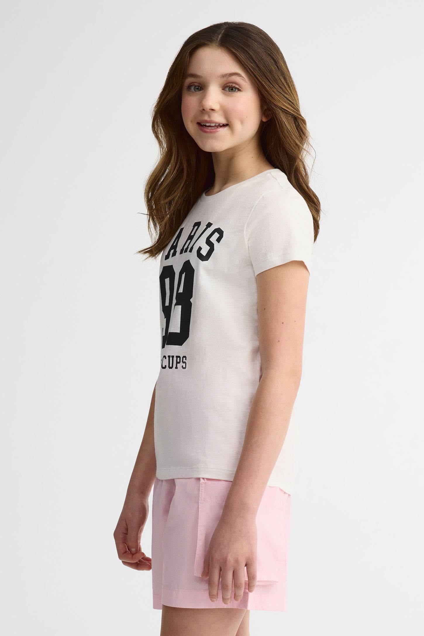 T-shirt col rond coton, 2/25$ - Ado fille && BLANC
