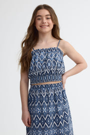 Camisole écourtée challis - Ado fille && BLEU MULTI