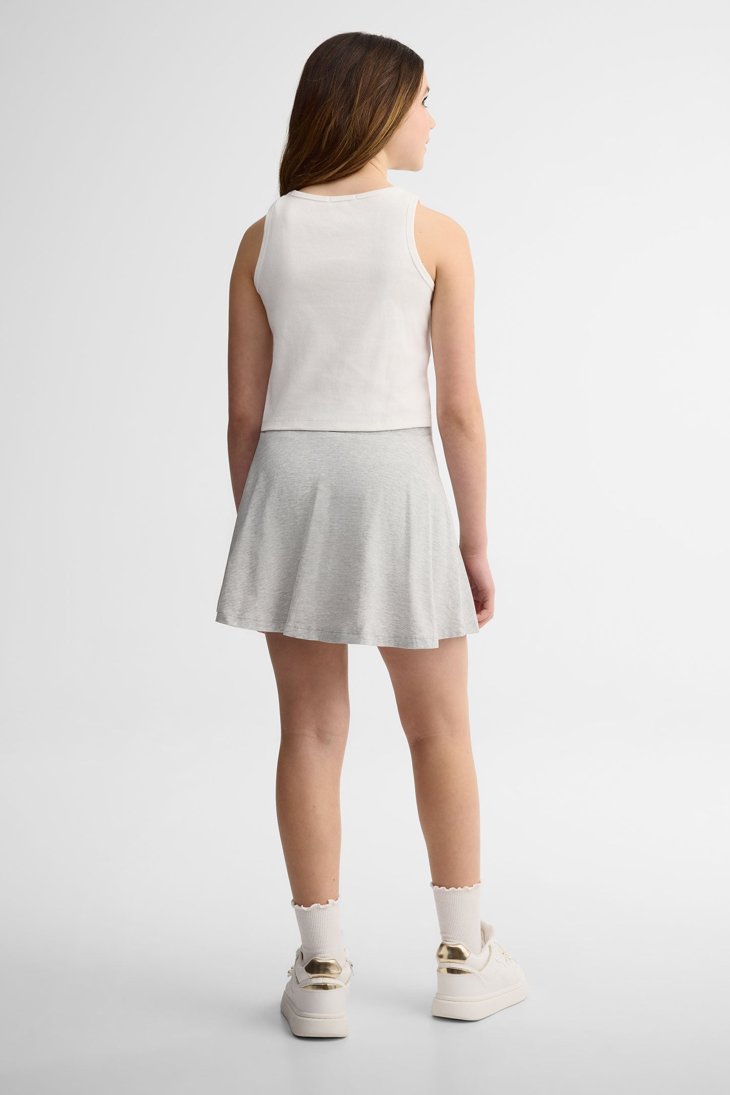 Jupe-short patineuse coton - Ado fille && GRIS MIXTE
