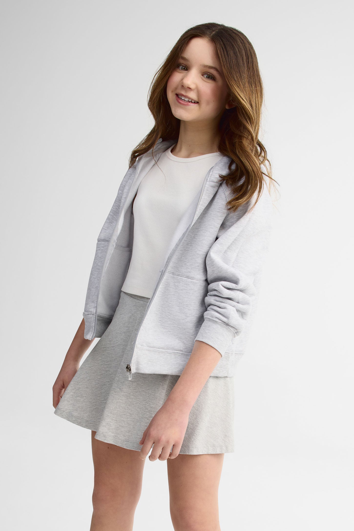 Jupe-short patineuse coton - Ado fille && GRIS MIXTE