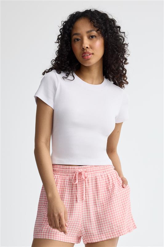 T-shirt col rond coton - Femme && BLANC