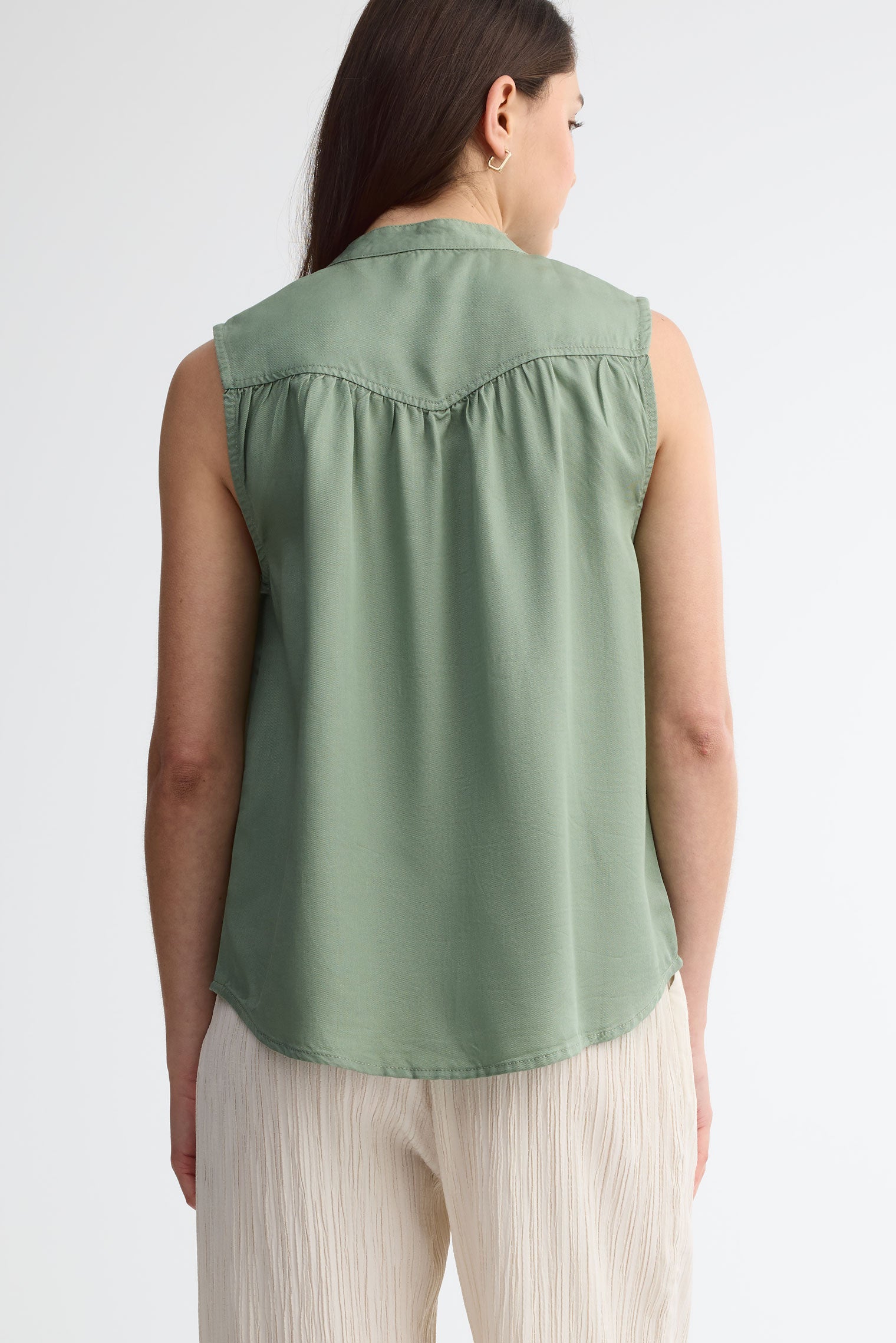 Chemisier sans manches lyocell - Femme && KAKI