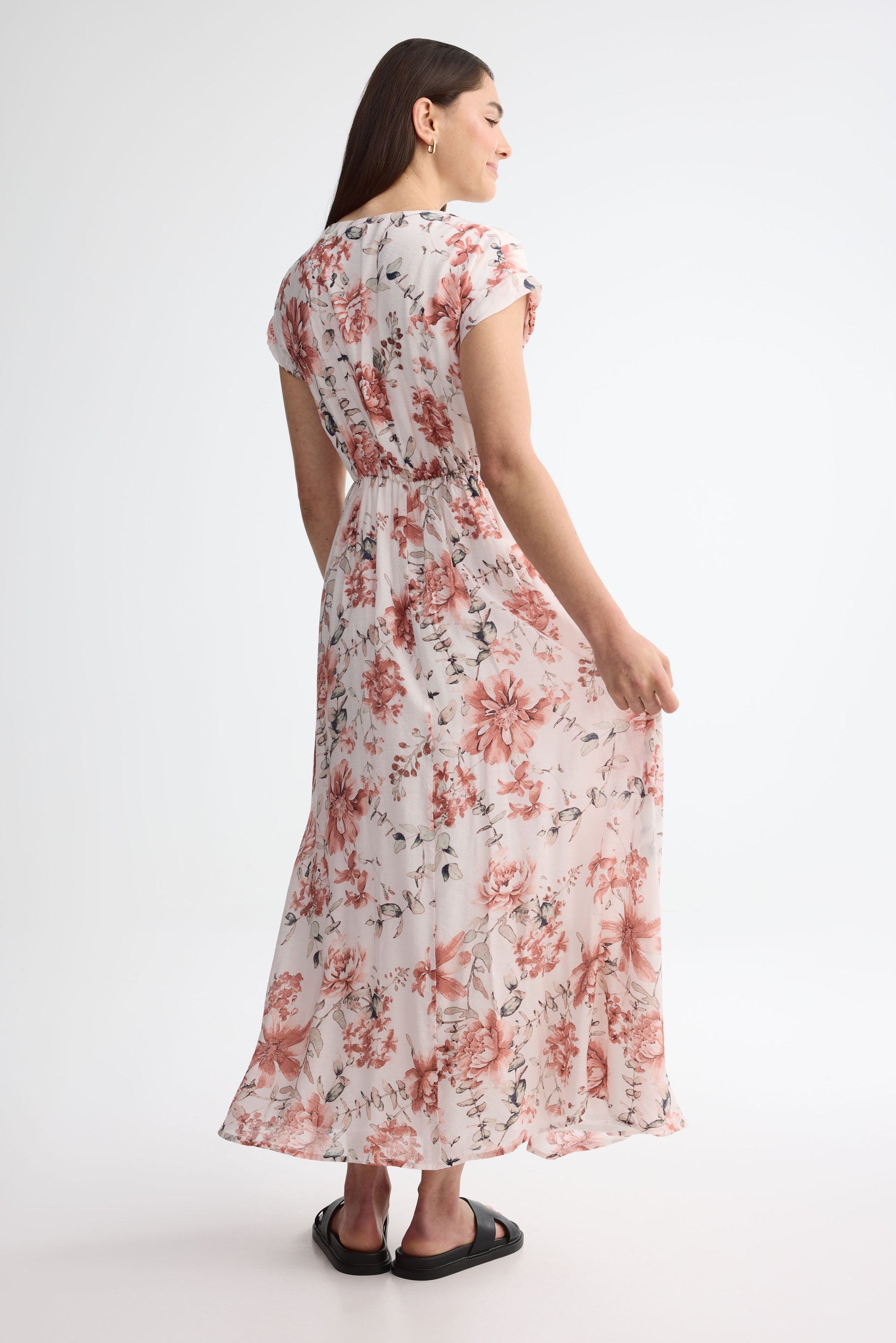 Robe manches courtes imprimée - Femme && ROSE MULTI