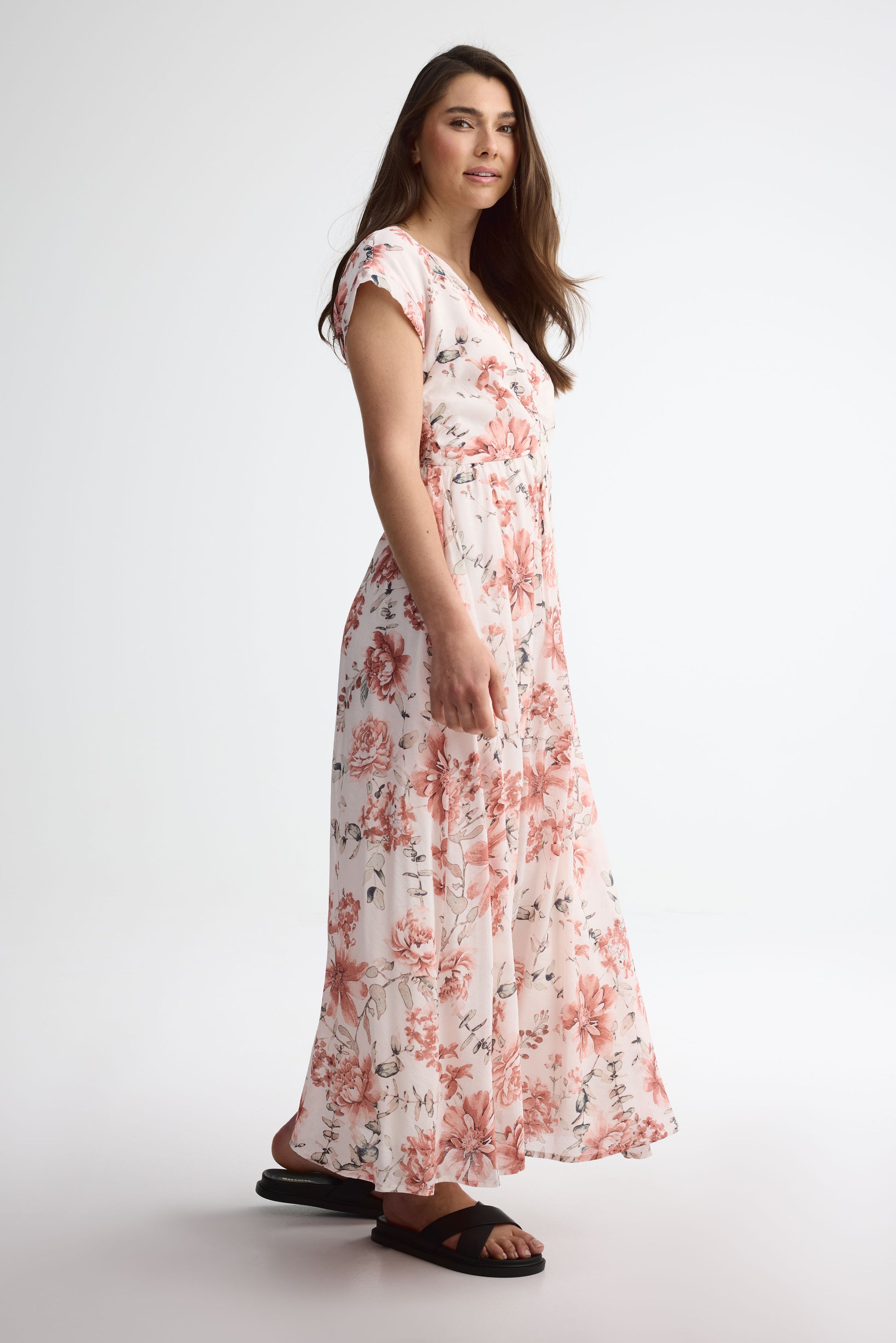 Robe manches courtes imprimée - Femme && ROSE MULTI