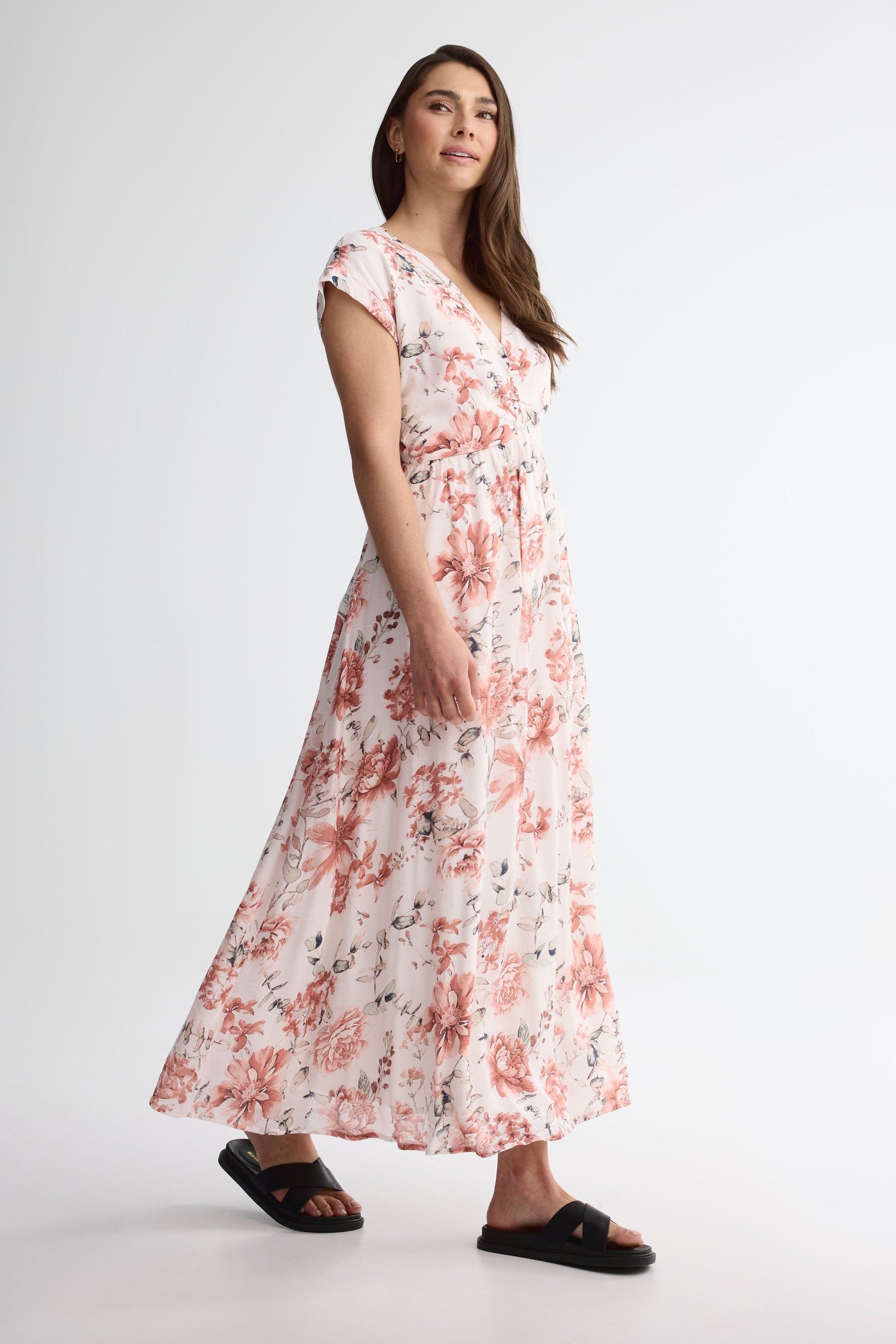 Robe manches courtes imprimée - Femme && ROSE MULTI