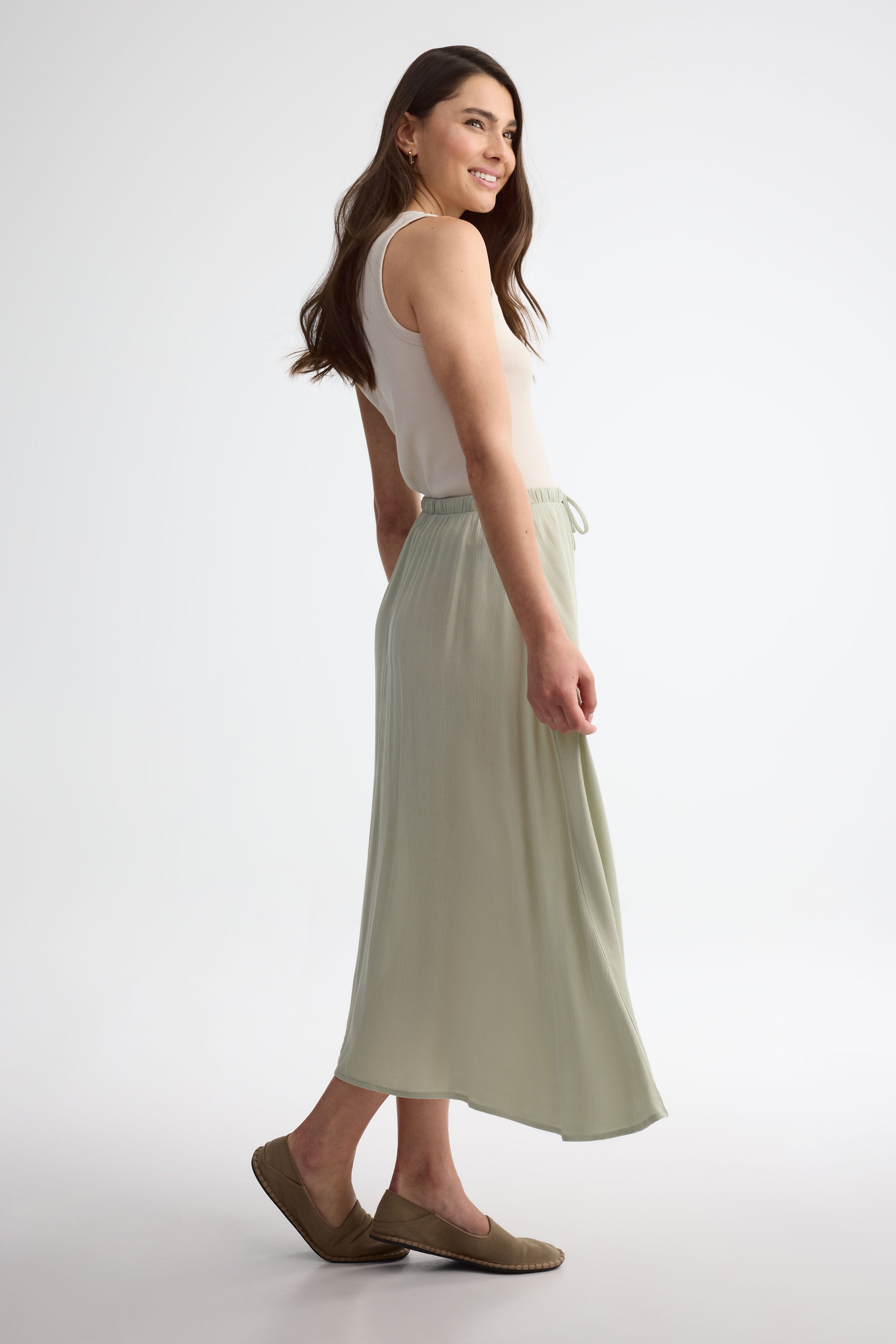 Jupe longue taille haute - Femme && VERT