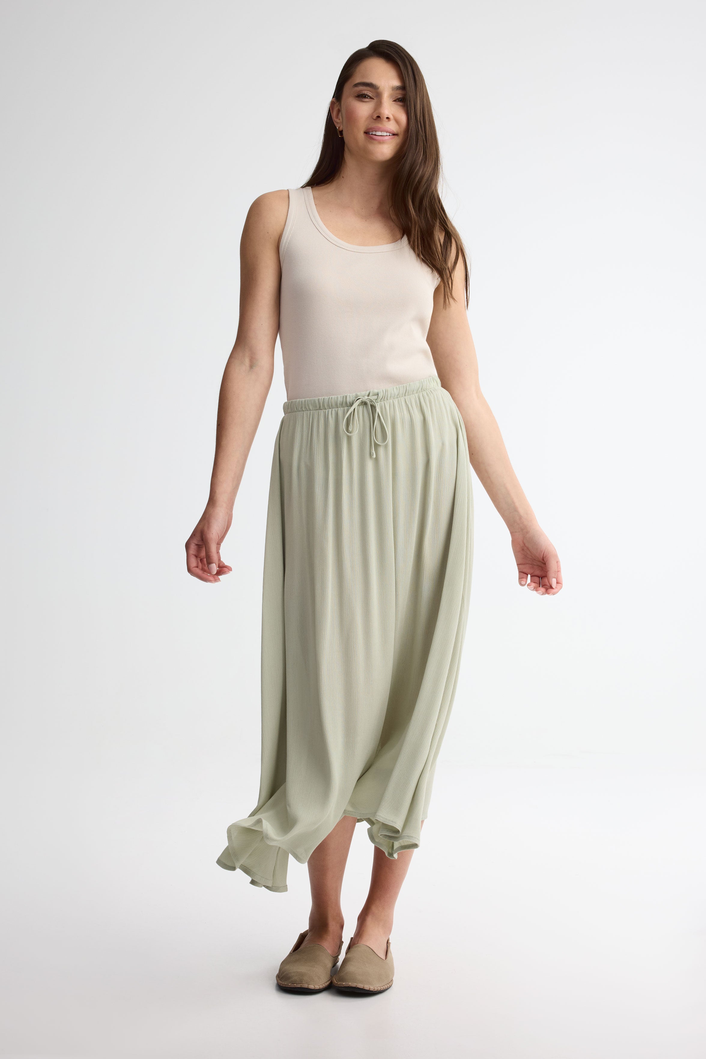 Jupe longue taille haute - Femme && VERT