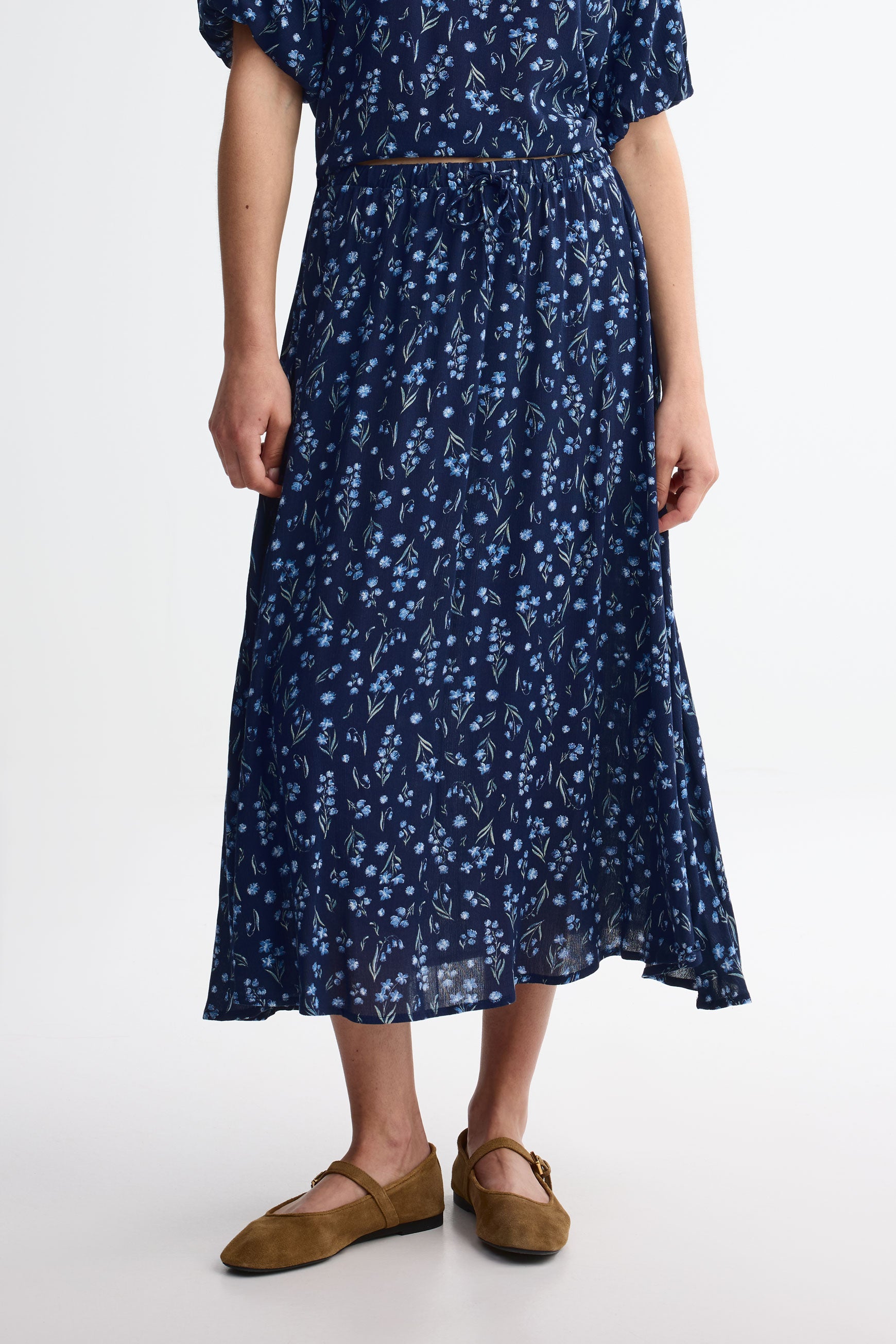 Jupe longue taille haute - Femme && MARIN/MULTI