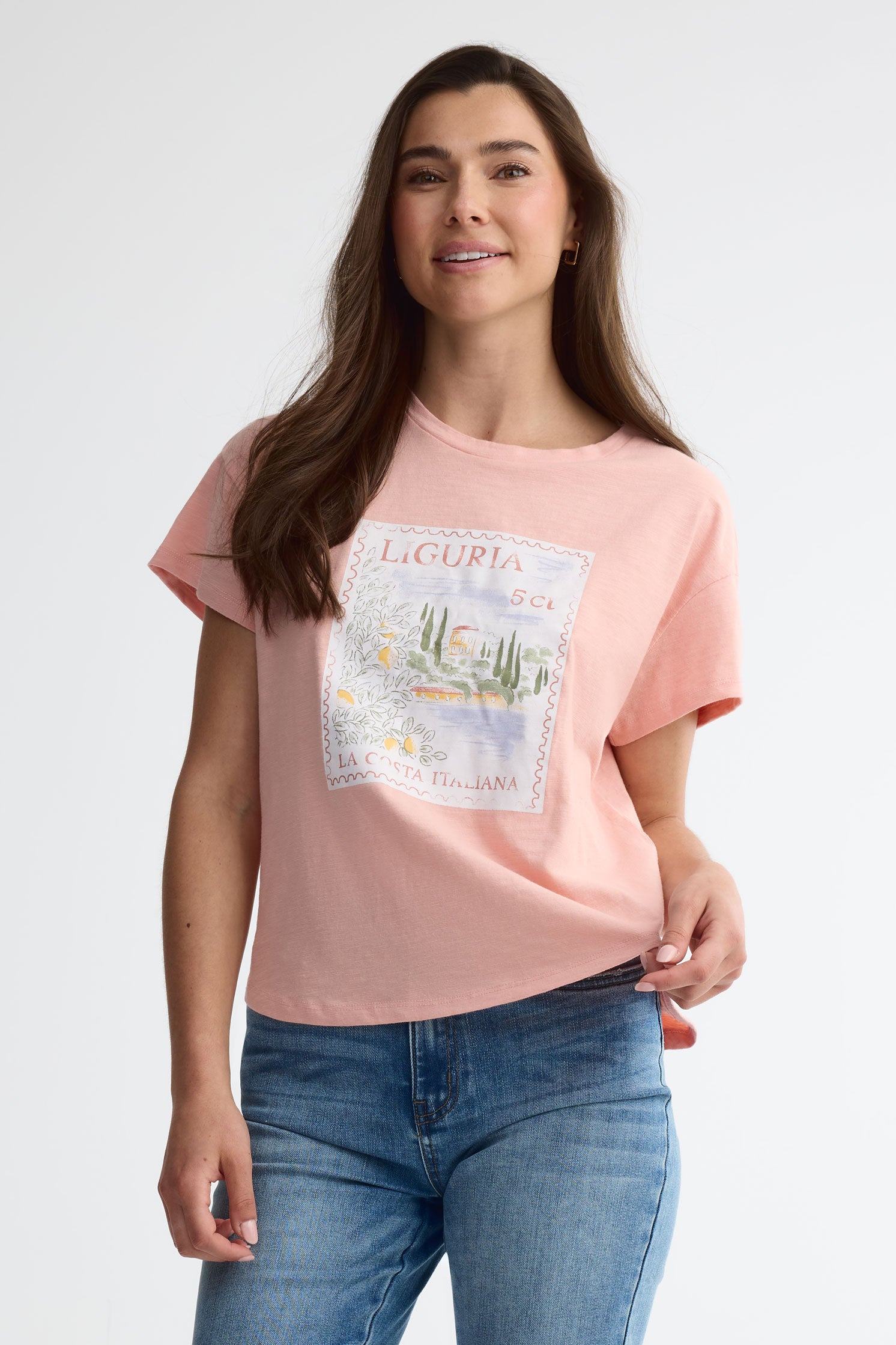 T-shirt col rond coupe ample - Femme && CORAIL