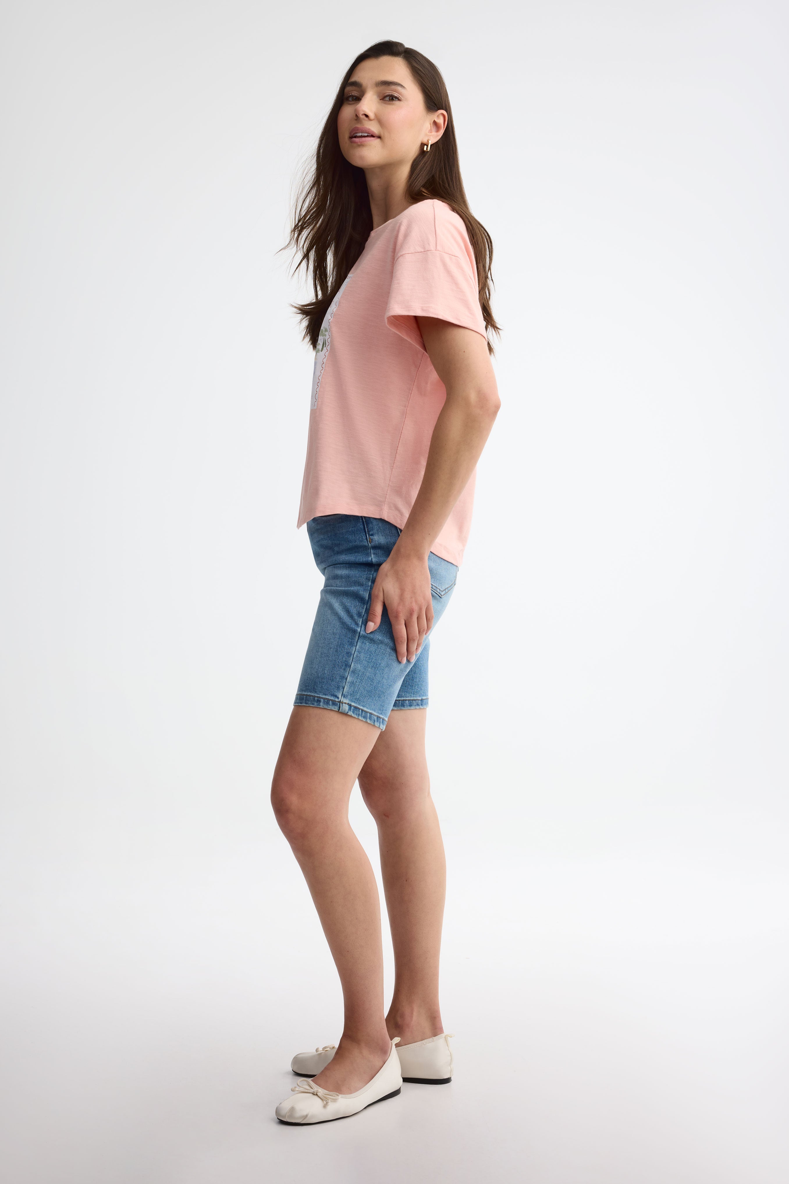 T-shirt col rond coupe ample - Femme && CORAIL