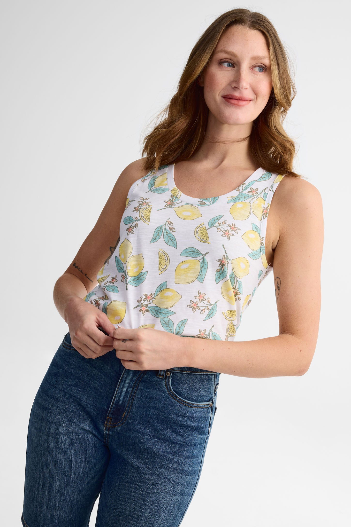 Camisole col dégagé coton, 2/30$ - Femme && BLANC MULTI