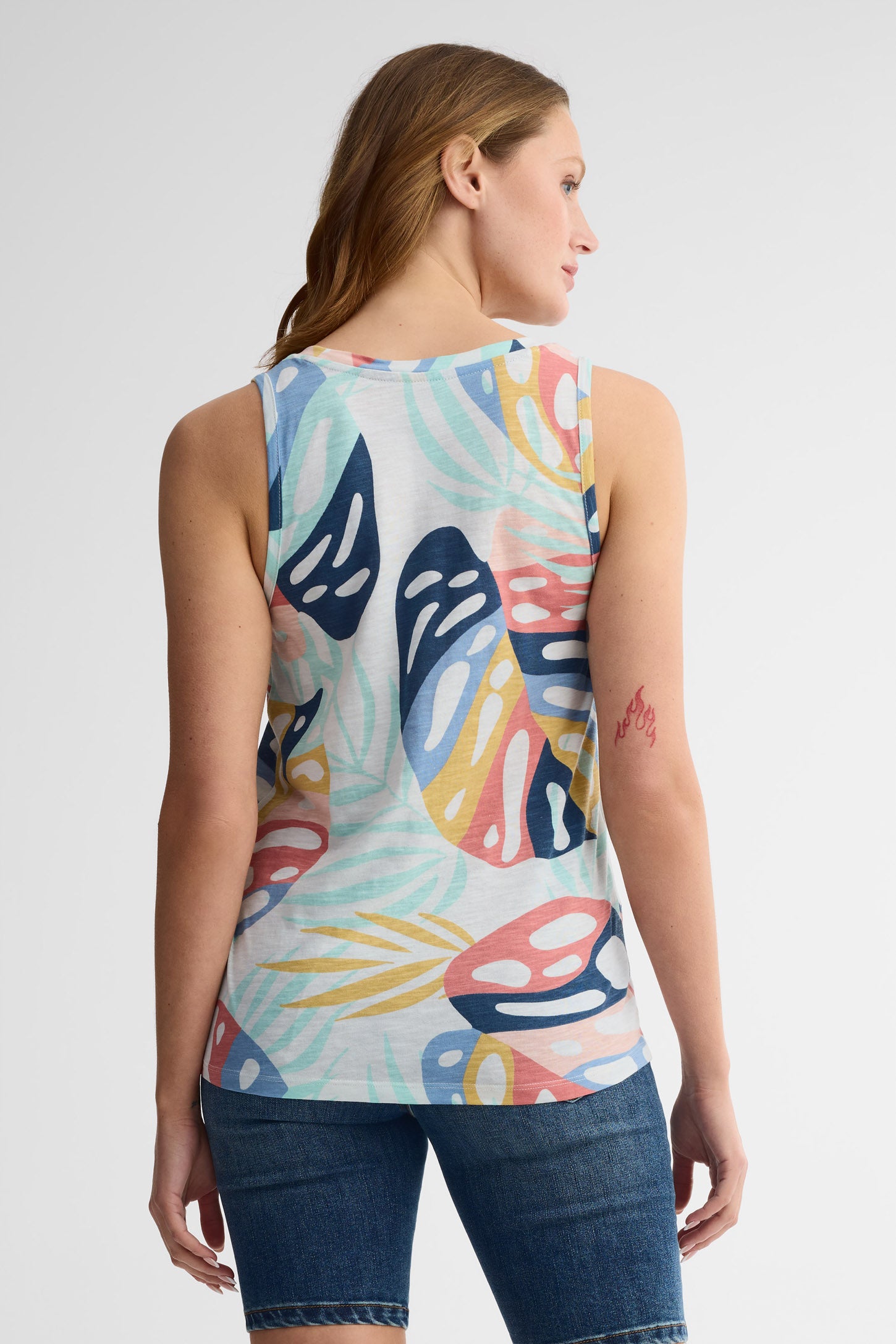 Camisole col dégagé coton, 2/30$ - Femme && BLEU MULTI