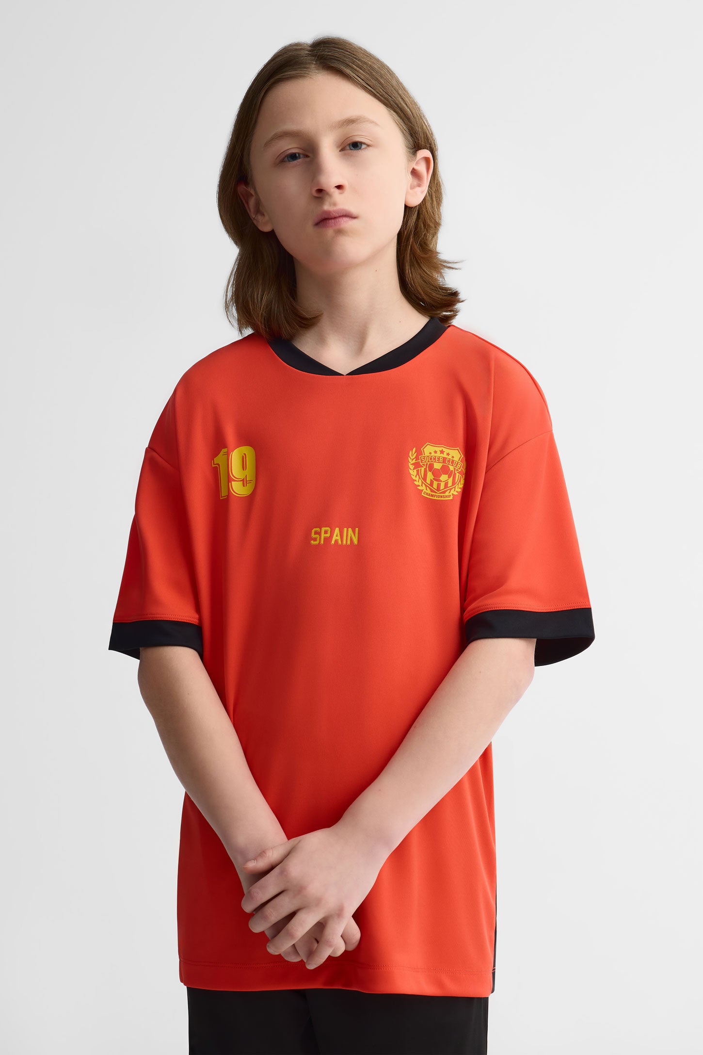 T-shirt col surdimensionné - Ado garçon && ROUGE