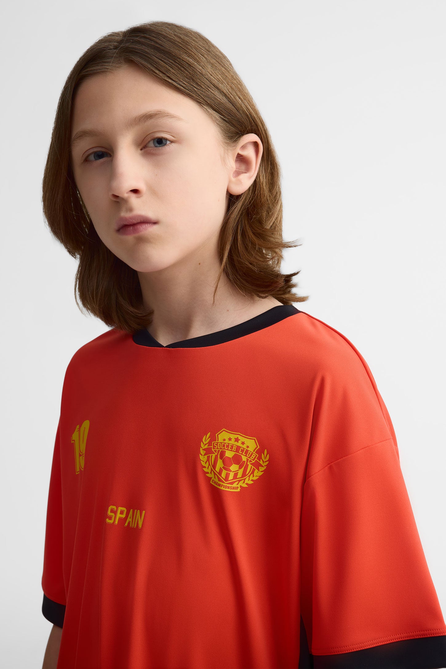 T-shirt col surdimensionné - Ado garçon && ROUGE