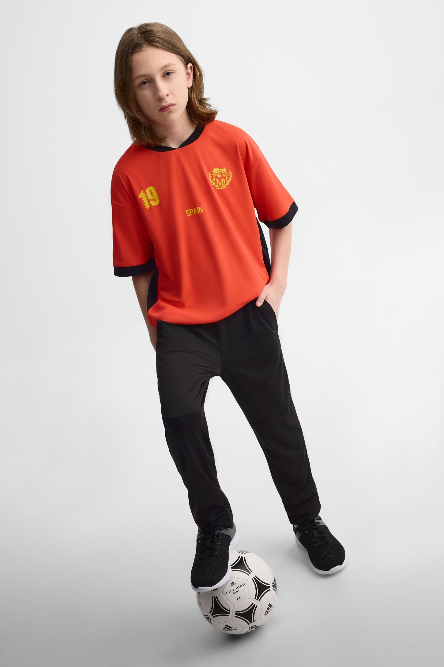 T-shirt col surdimensionné - Ado garçon && ROUGE