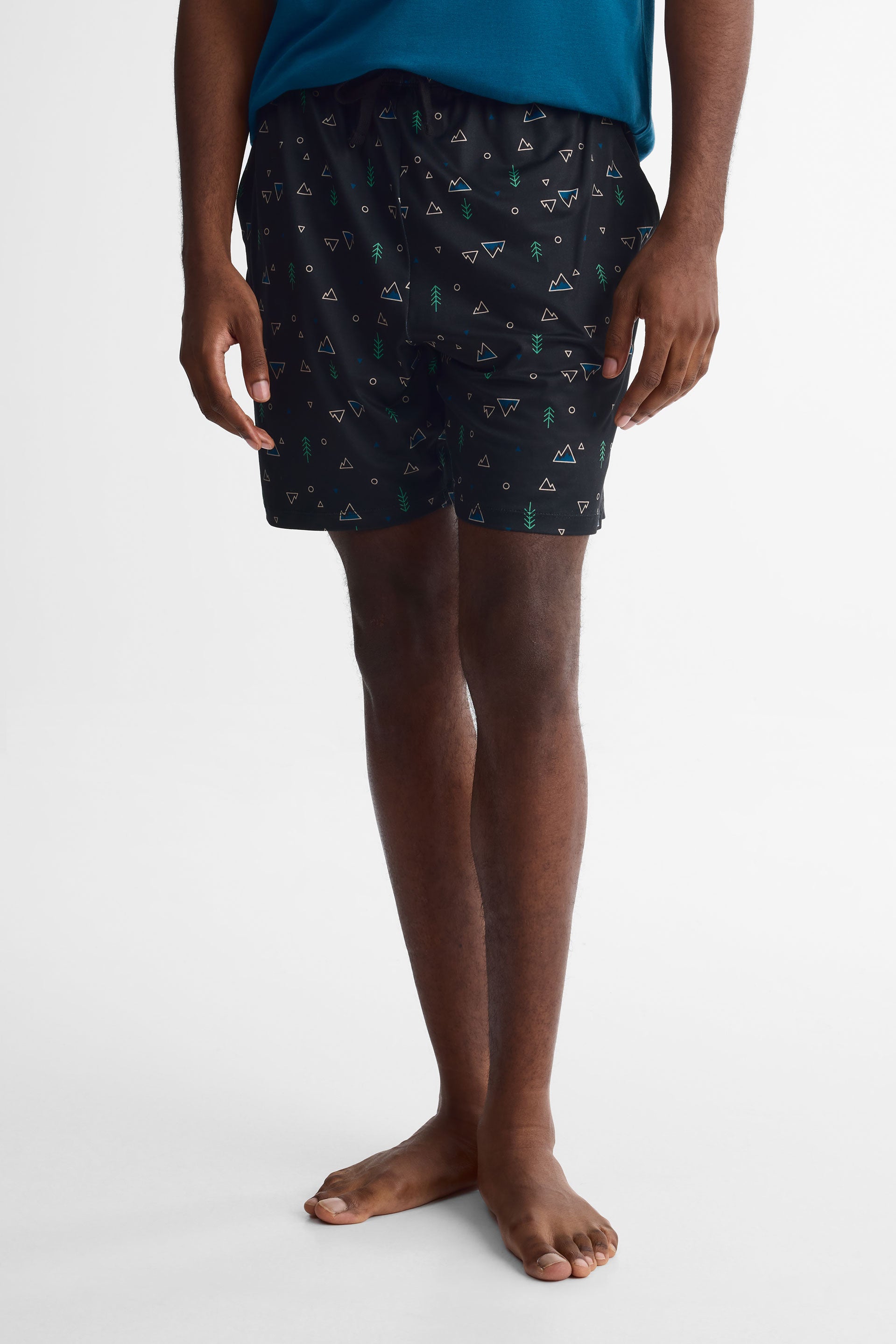 Short élastique à cordon ajustable 2/40$ – Homme && NOIR/MULTI