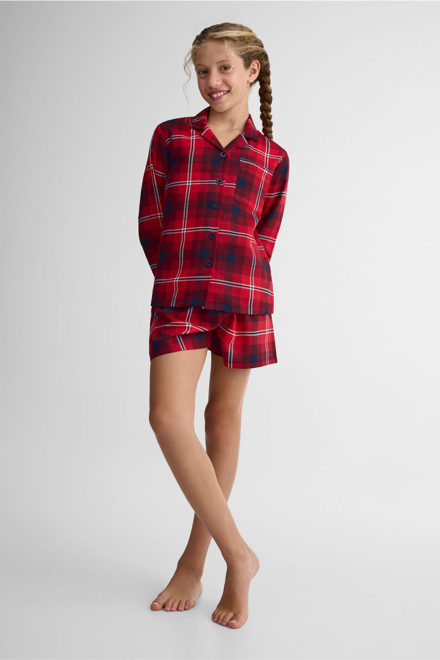 Chemise à manches longues en flanelle - Ado fille && ROUGE/MULTI