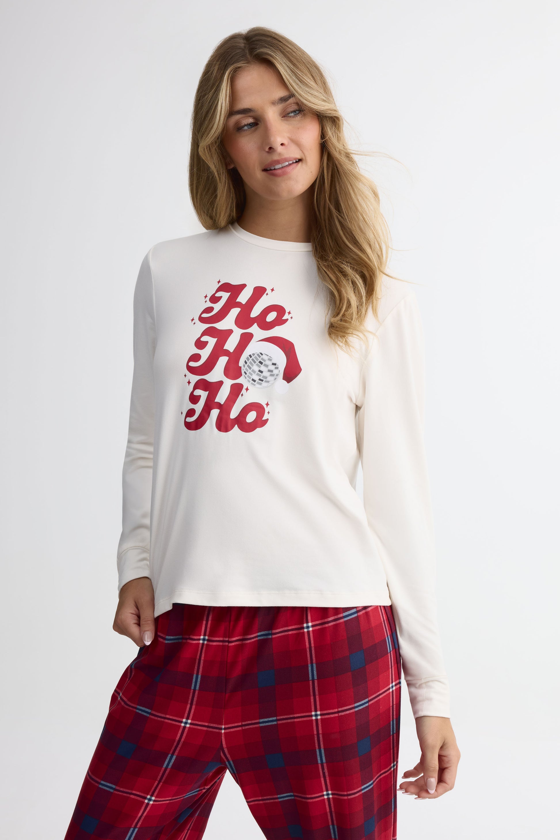 Ensemble pyjama graphique – Femme && BLANC CASSÉ