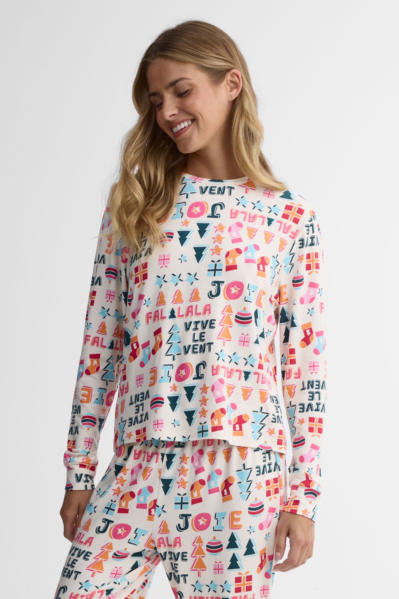 Ensemble pyjama graphique – Femme && BLANC CASSÉ/MULTI