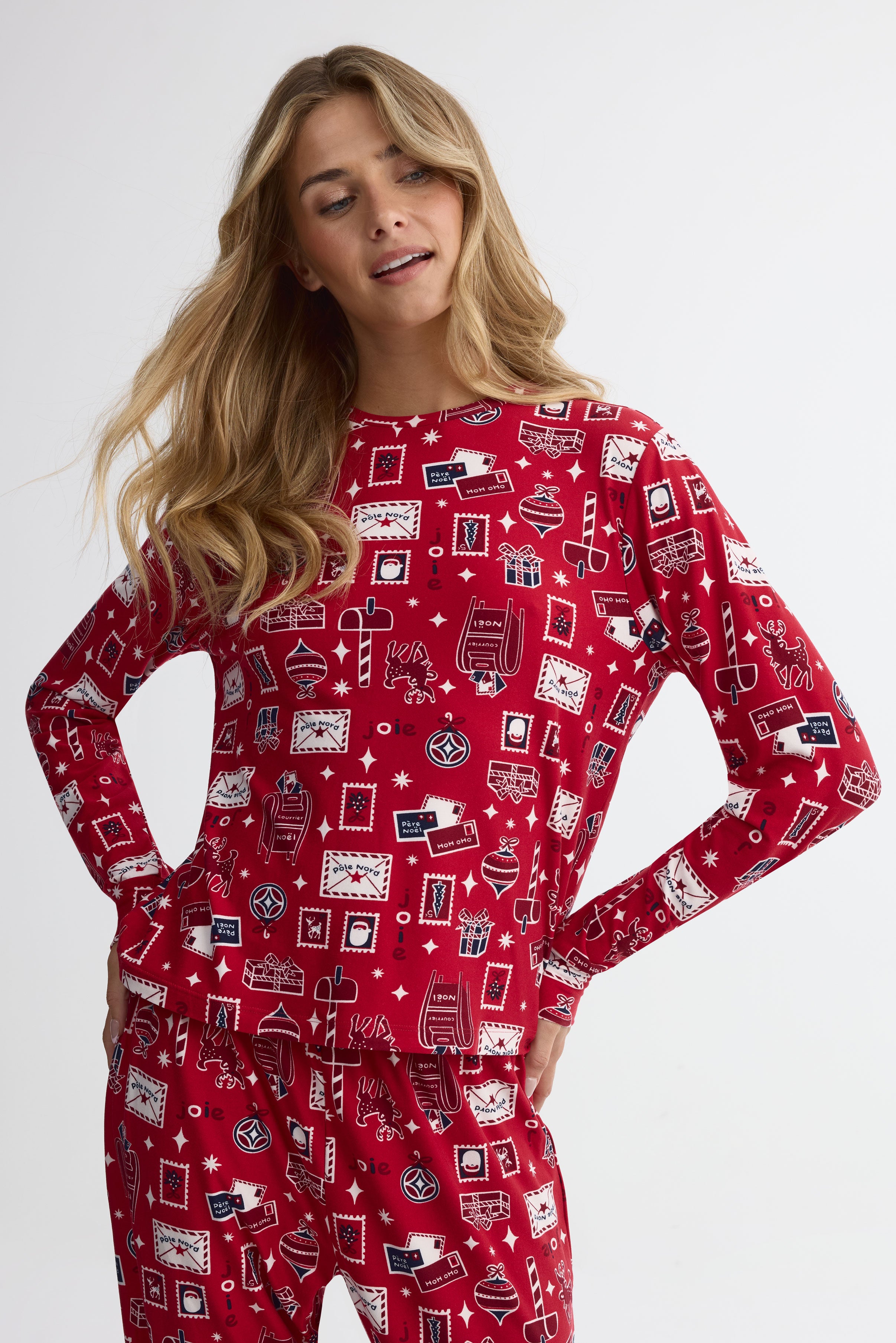 Ensemble pyjama graphique – Femme && ROUGE/MULTI