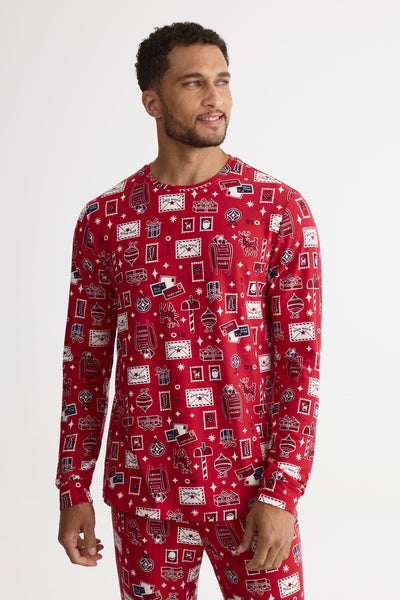 Pyjama Homme Imprimé Notes De Musique - Ensemble 2 Pièces Doux à Manches Longues Avec Poches
