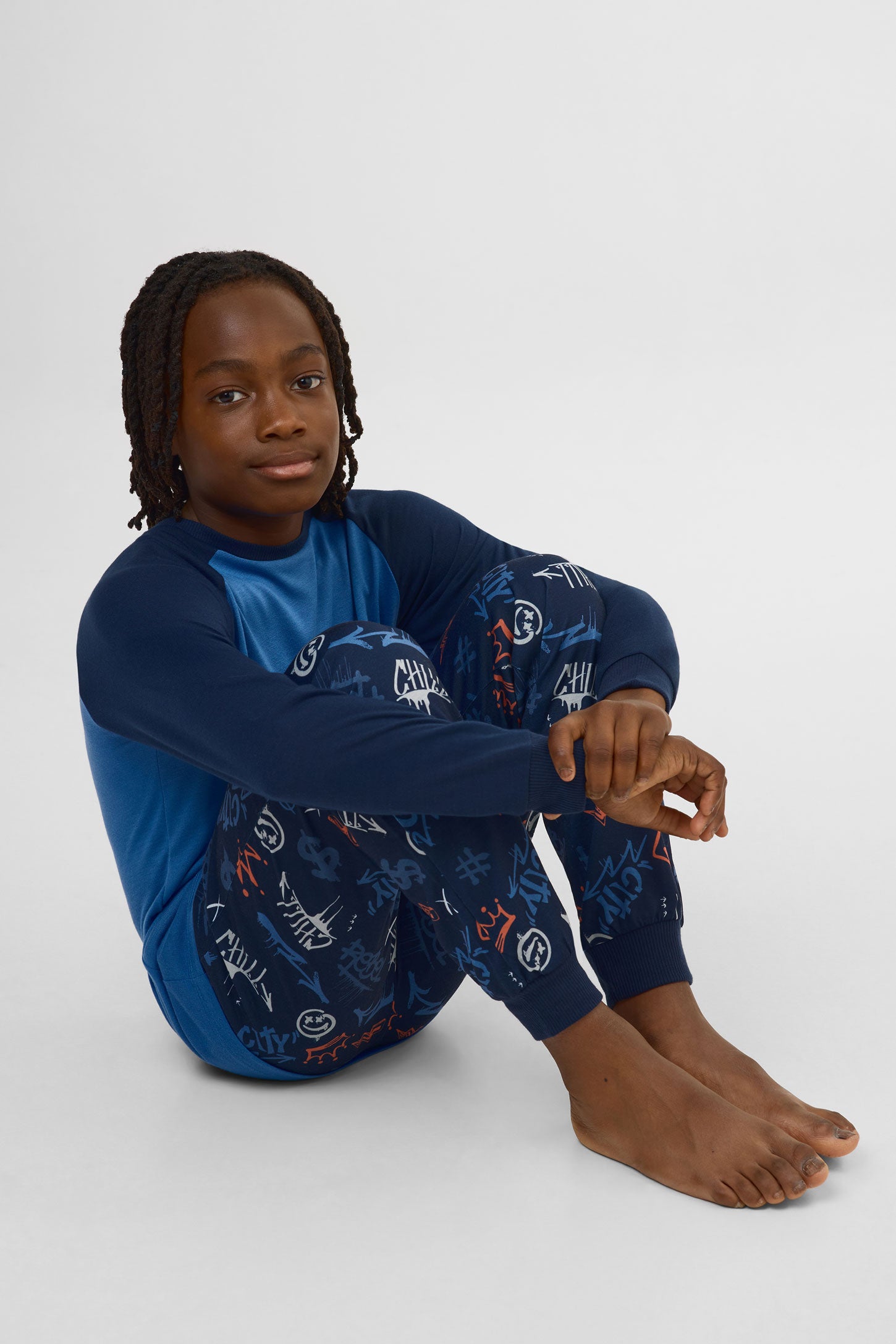 Pantalon imprimé à cordon – Ado garçon && MARIN/MULTI
