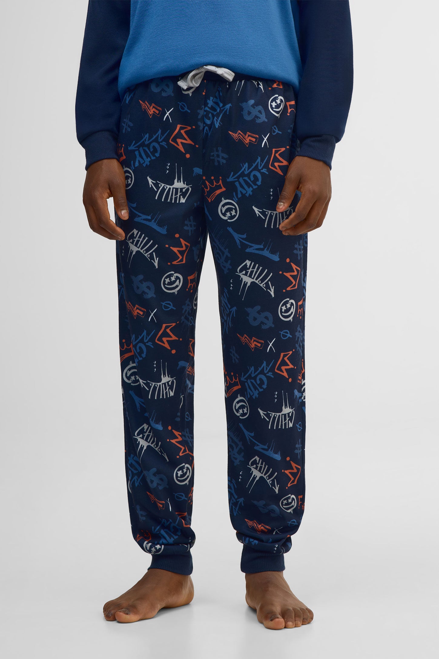 Pantalon imprimé à cordon – Ado garçon && MARIN/MULTI