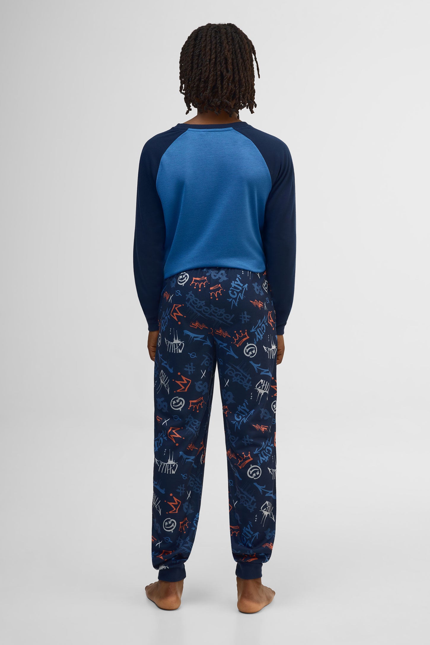 Pantalon imprimé à cordon – Ado garçon && MARIN/MULTI