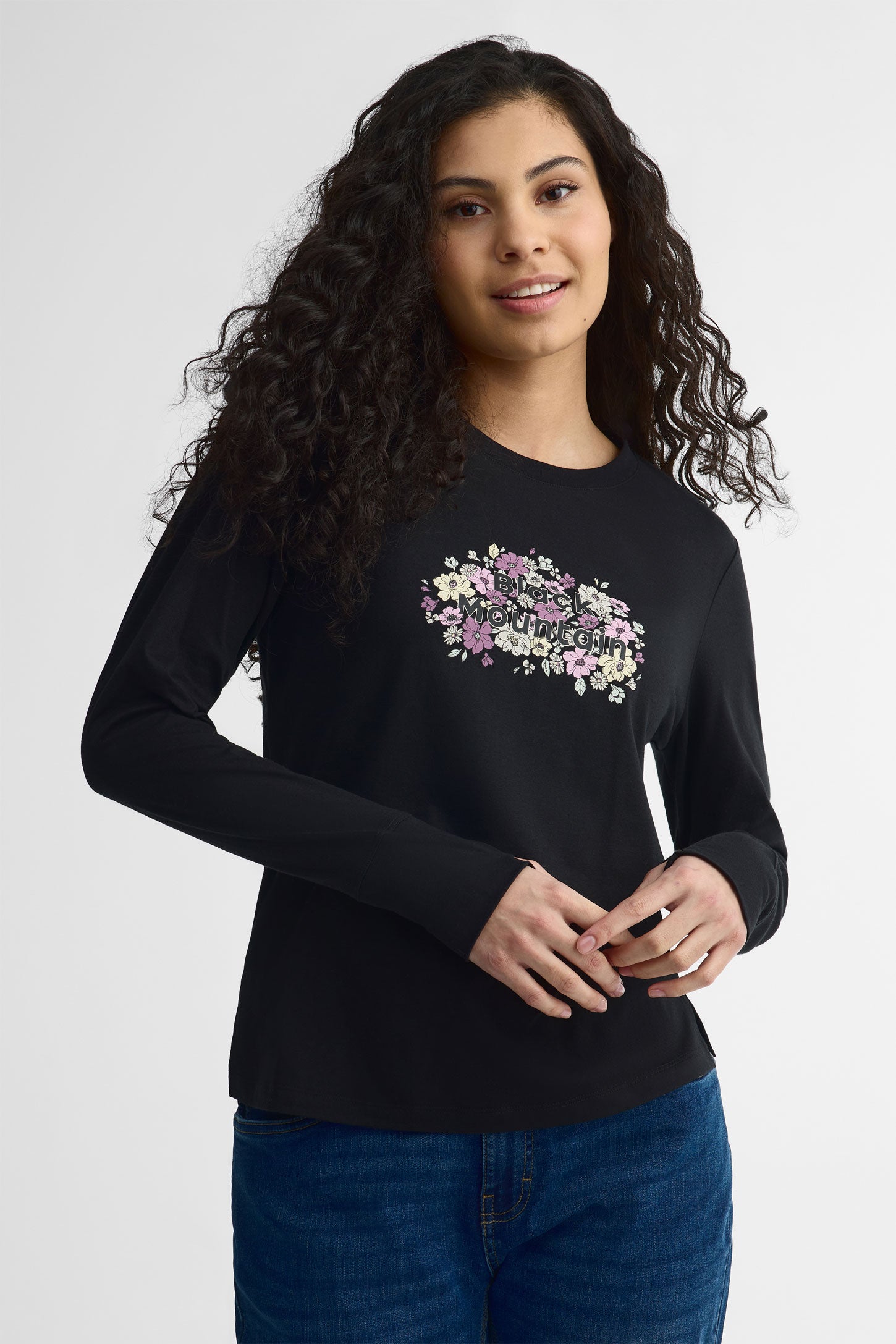Chandail col rond manches longues coton bio - Femme && NOIR