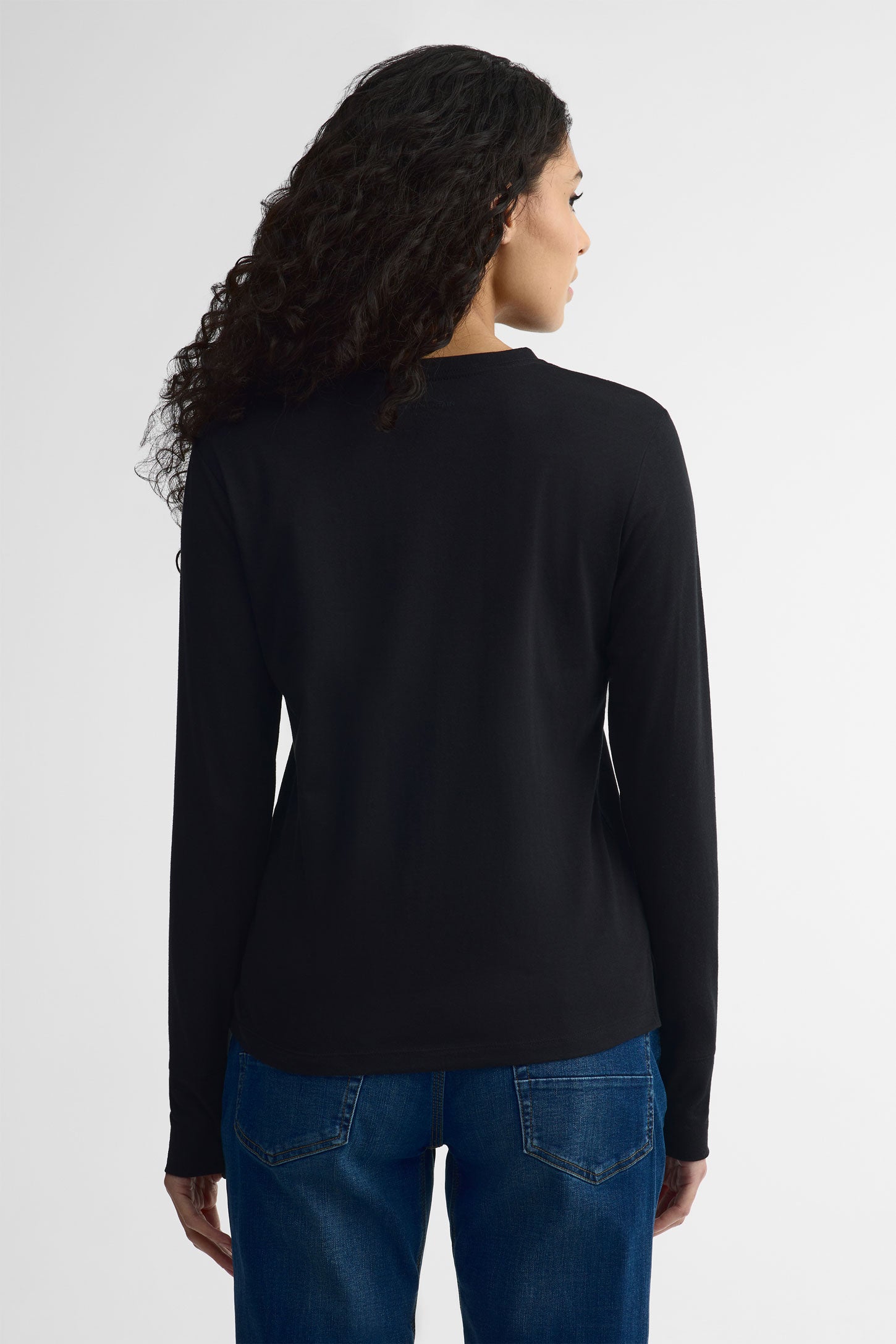 Chandail col rond manches longues coton bio - Femme && NOIR