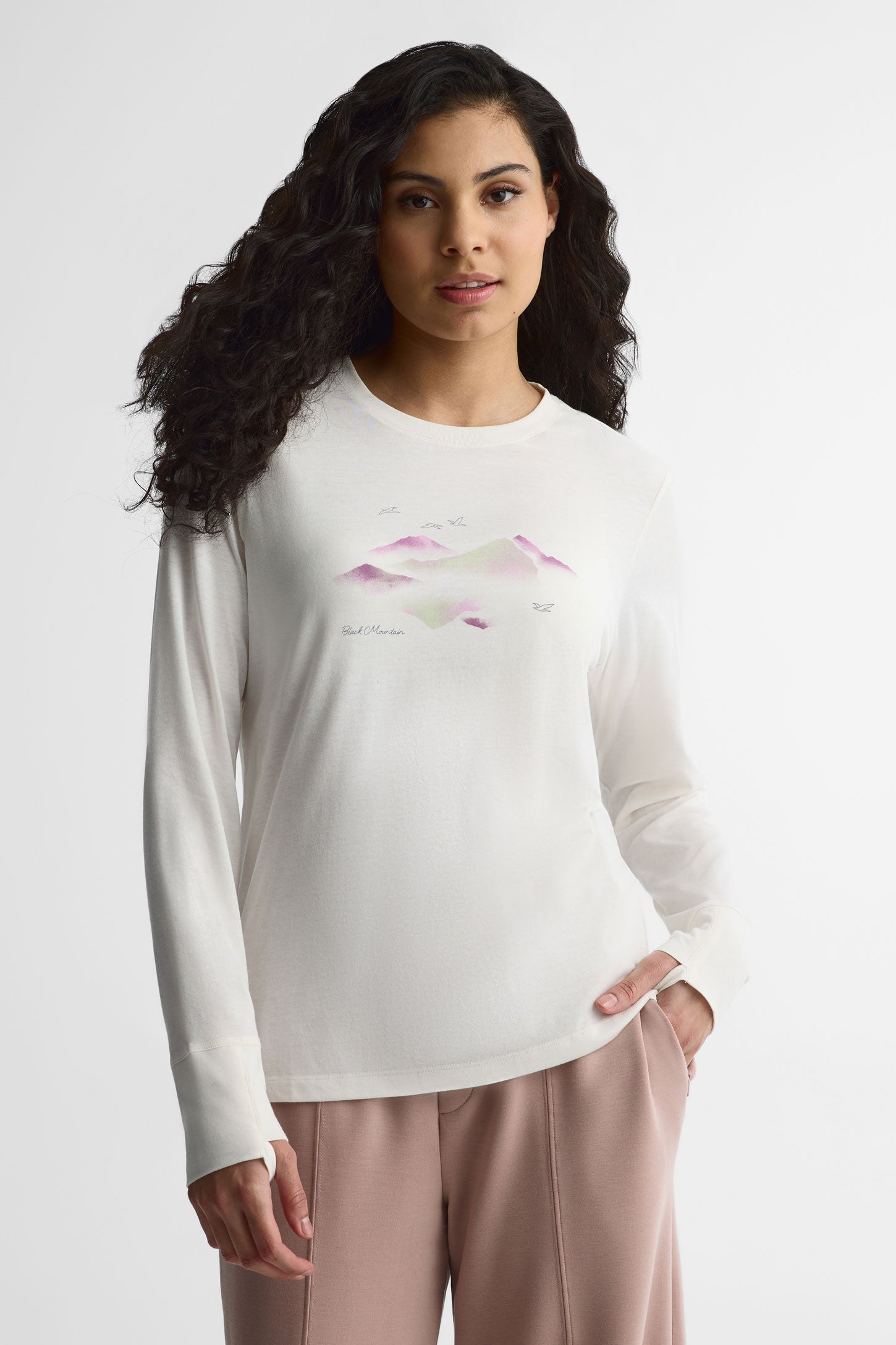 Chandail col rond manches longues coton bio - Femme && BLANC CASSÉ