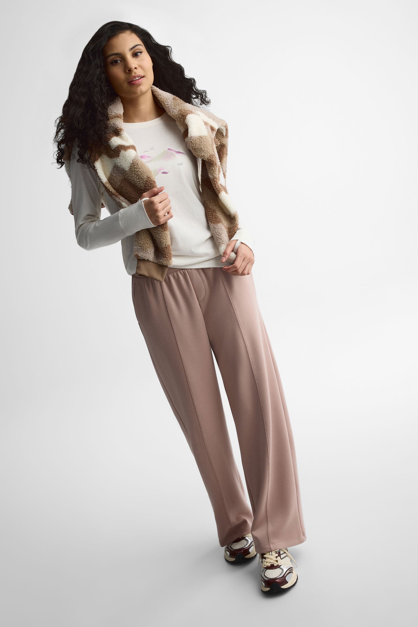 Chandail col rond manches longues coton bio - Femme && BLANC CASSÉ