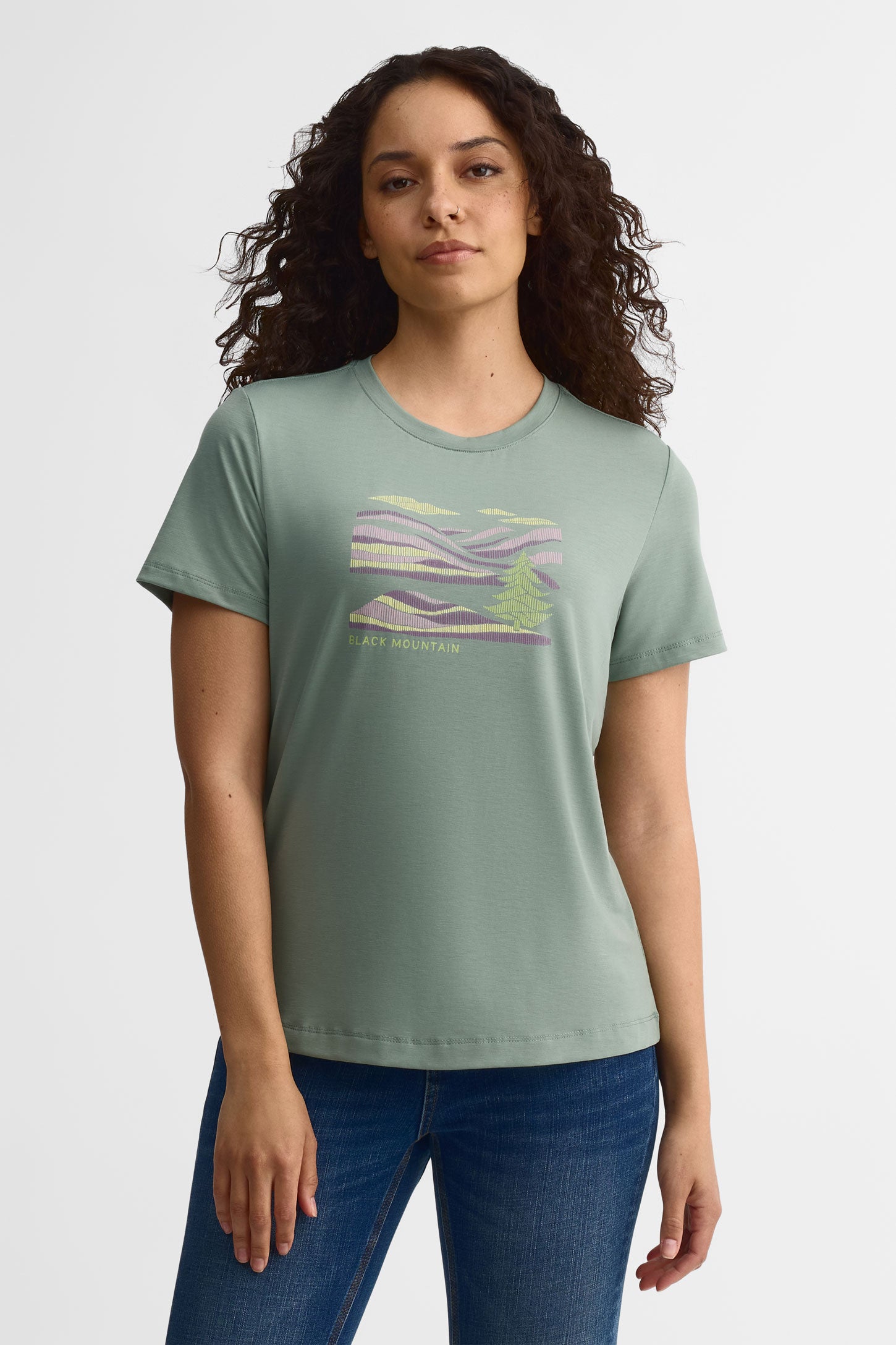 T-shirt col rond Lyocell - Femme && VERT