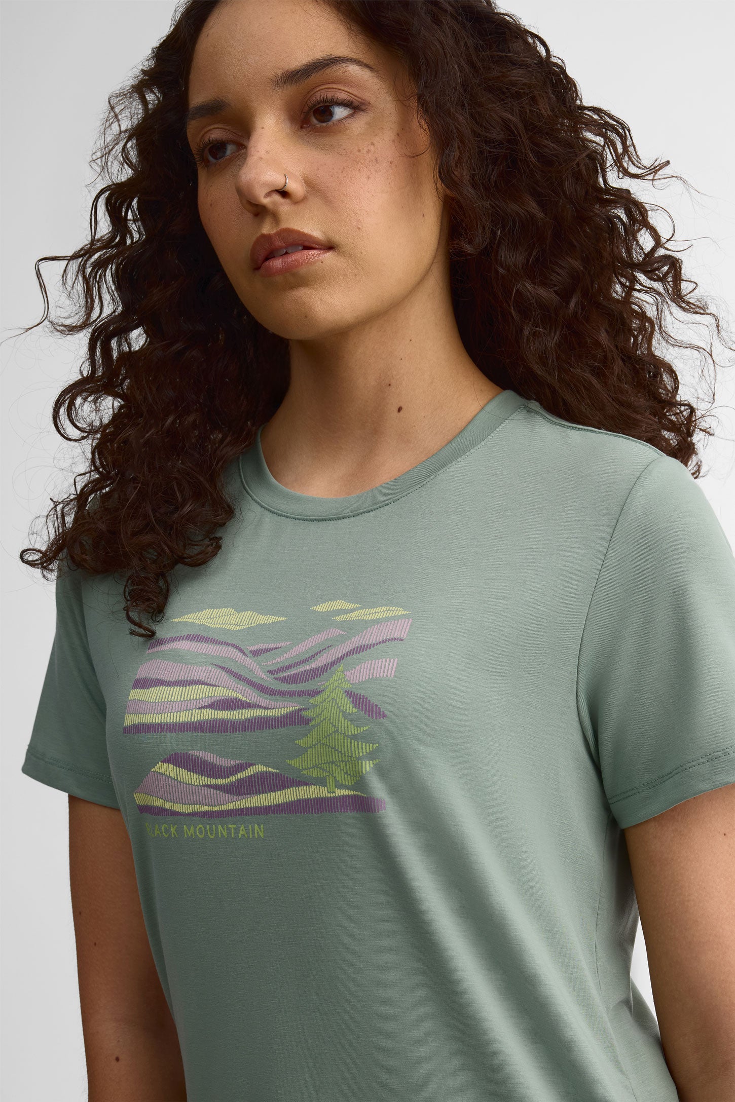 T-shirt col rond Lyocell - Femme && VERT
