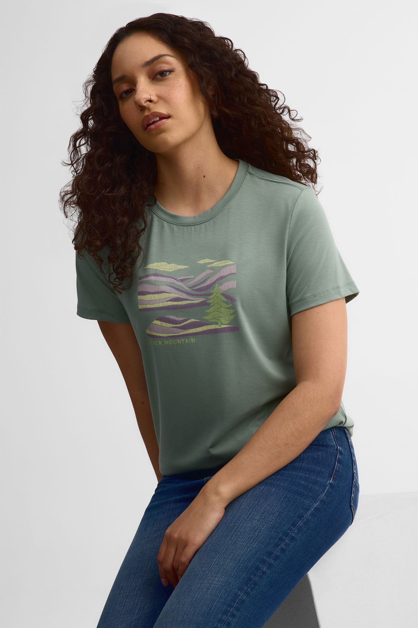 T-shirt col rond Lyocell - Femme && VERT
