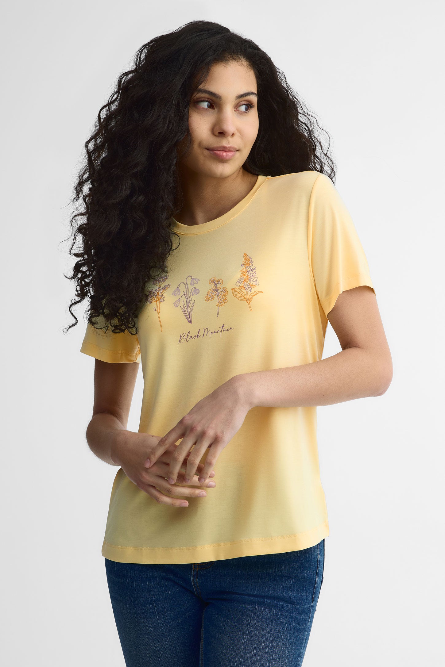 T-shirt col rond Lyocell - Femme && JAUNE