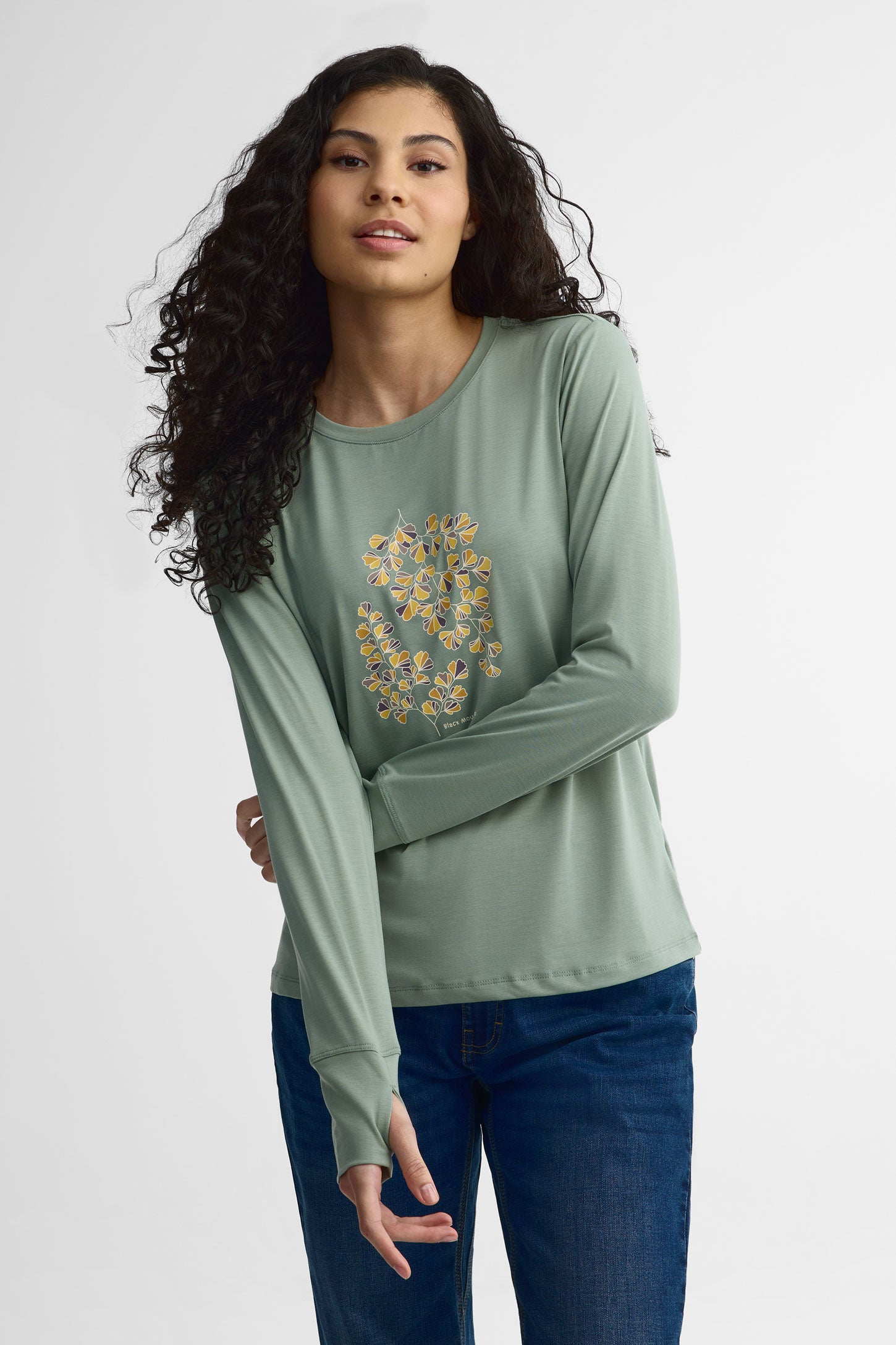 Chandail col rond manches longues Lyocell - Femme && VERT