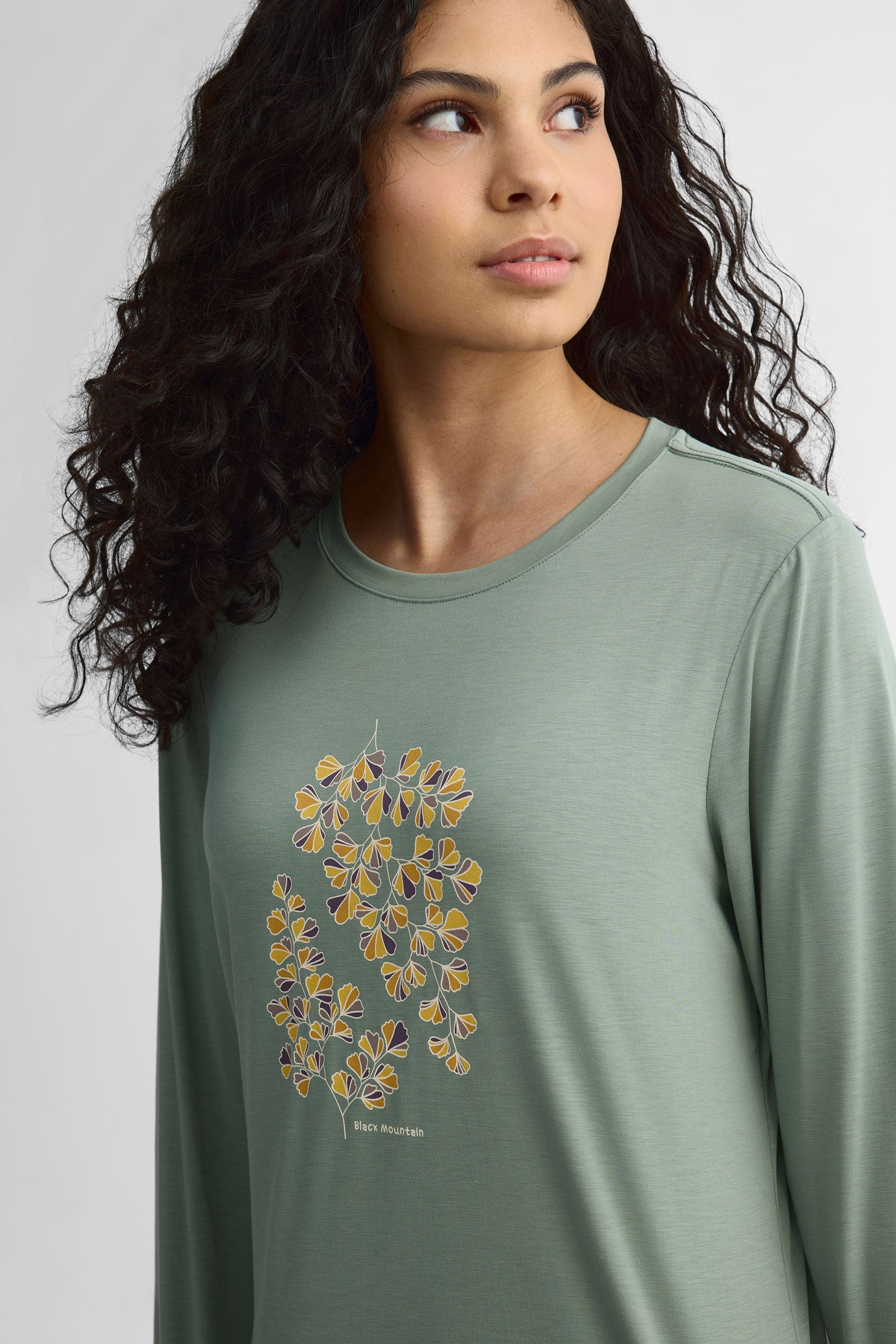Chandail col rond manches longues Lyocell - Femme && VERT